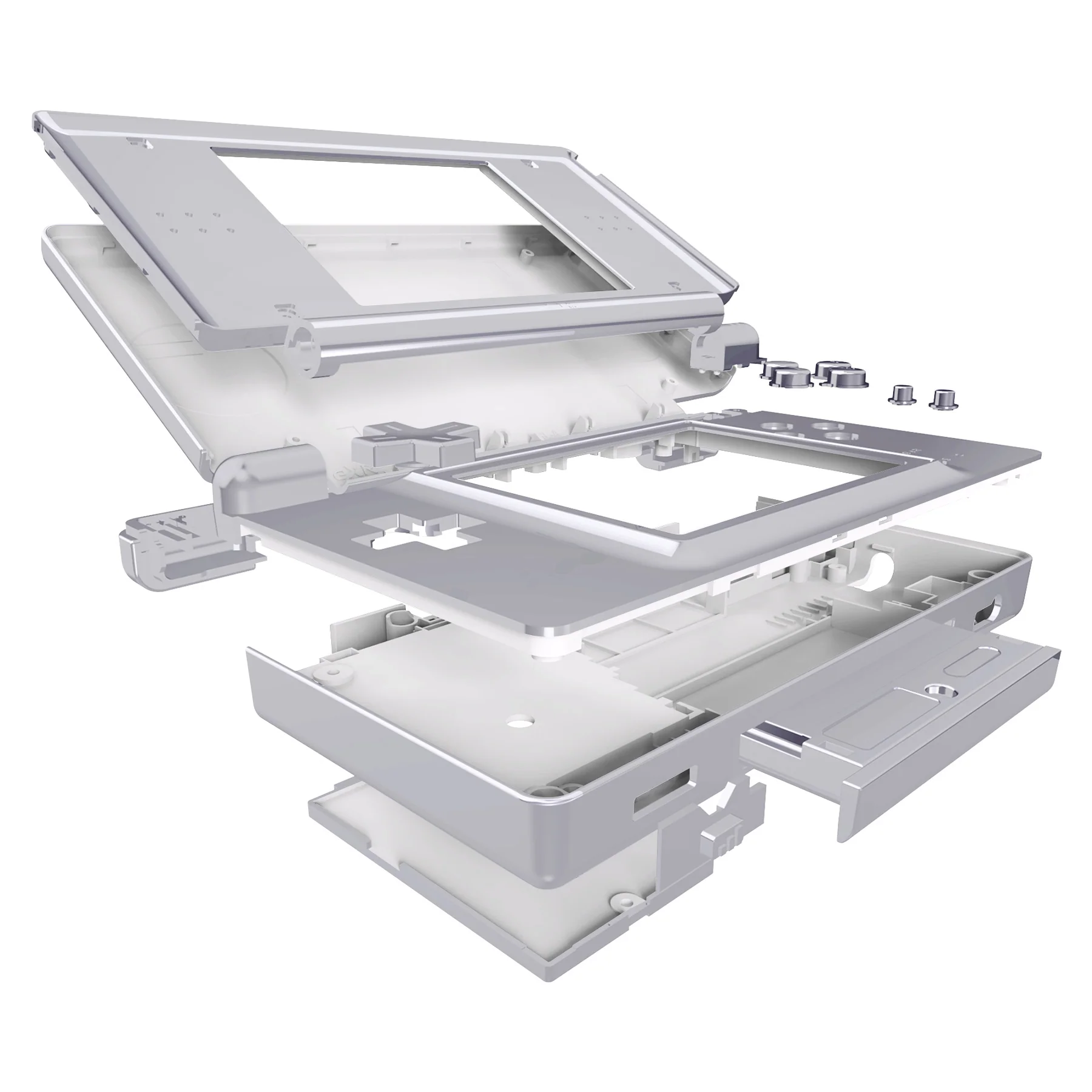 eXtremeRate Replacement Full Housing Shell & Buttons with Screen Lens for Nintendo DS Lite NDSL - Chrome Silver - Image 4