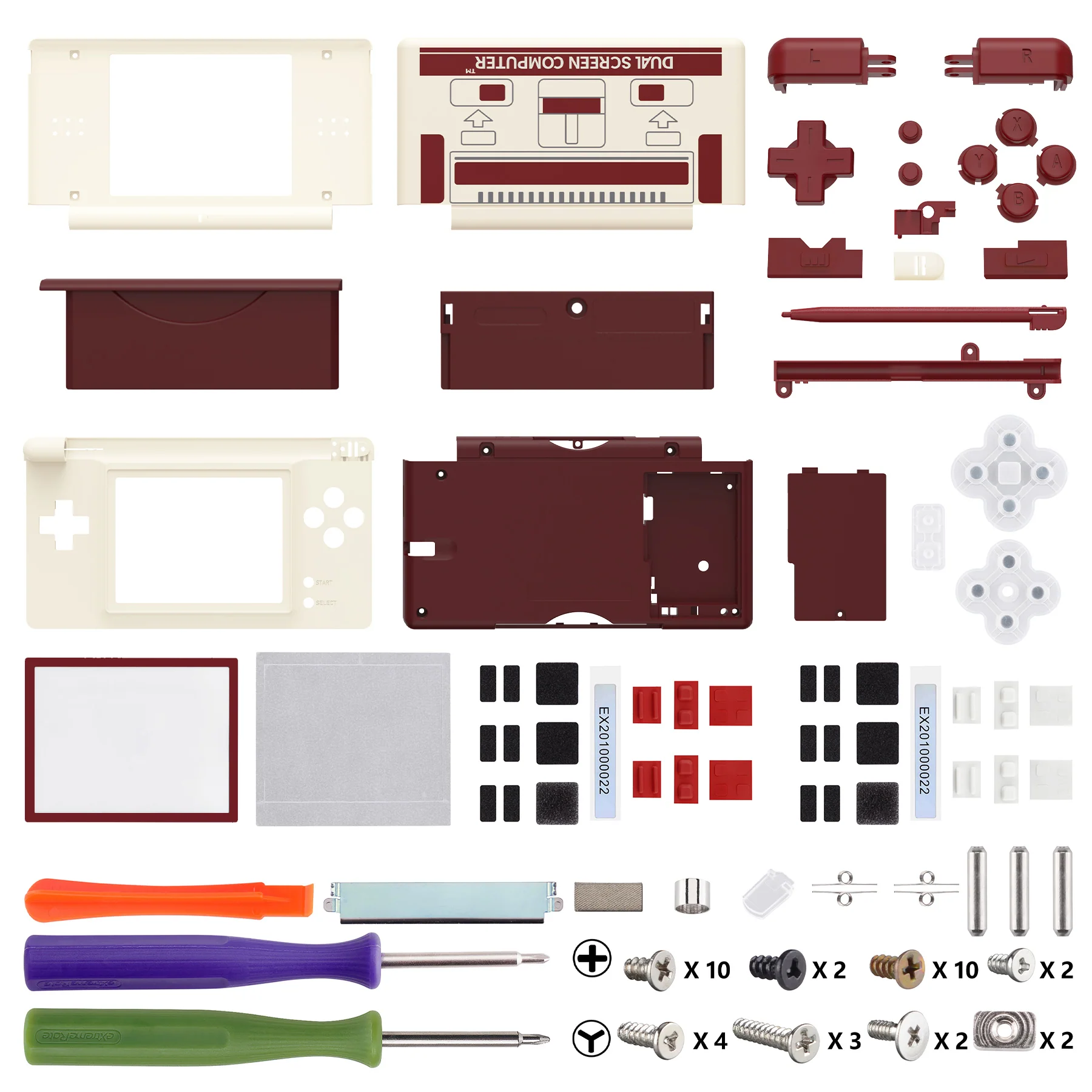 eXtremeRate Replacement Full Housing Shell & Buttons with Screen Lens for Nintendo DS Lite NDSL - Classic FC Style - Image 5