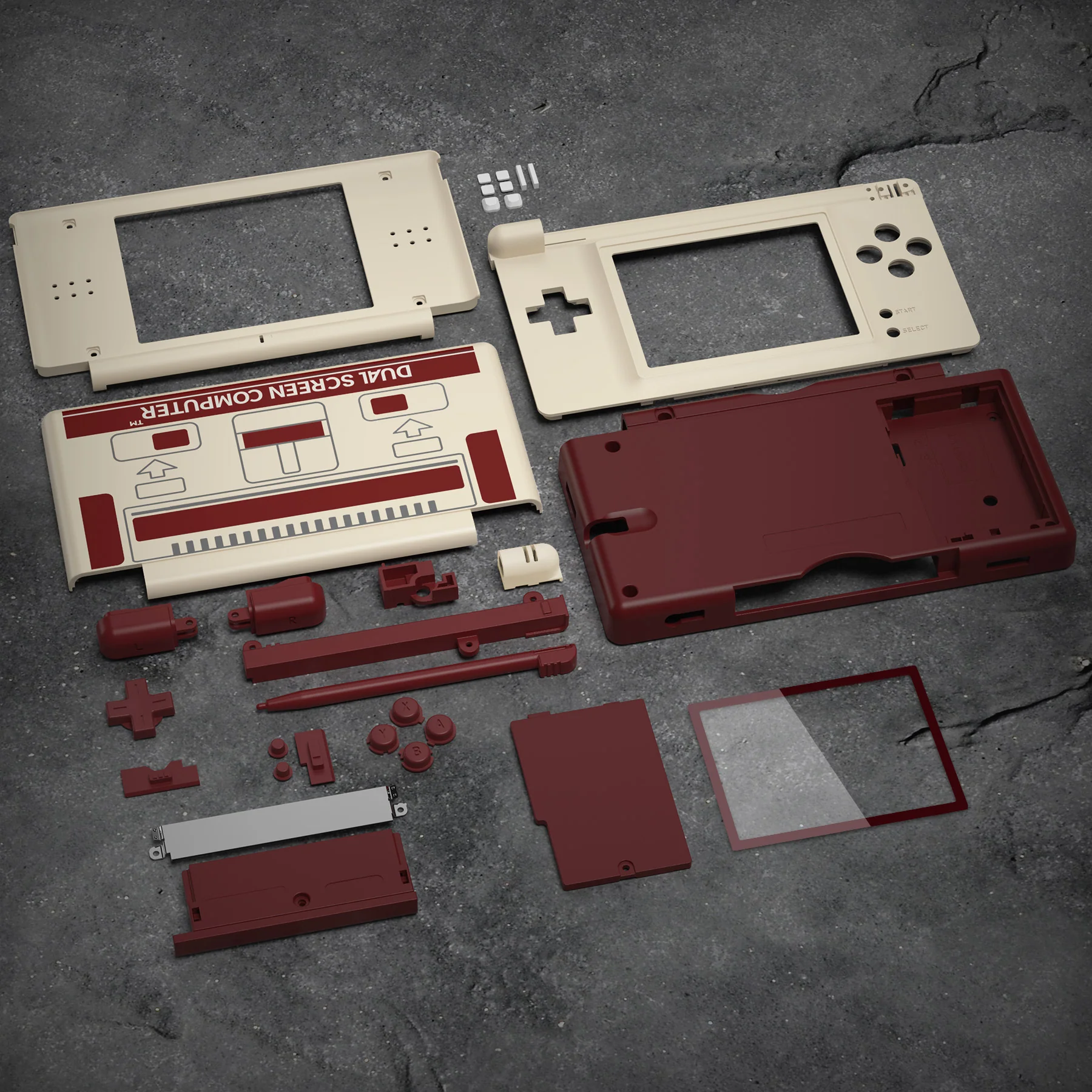 eXtremeRate Replacement Full Housing Shell & Buttons with Screen Lens for Nintendo DS Lite NDSL - Classic FC Style - Image 6