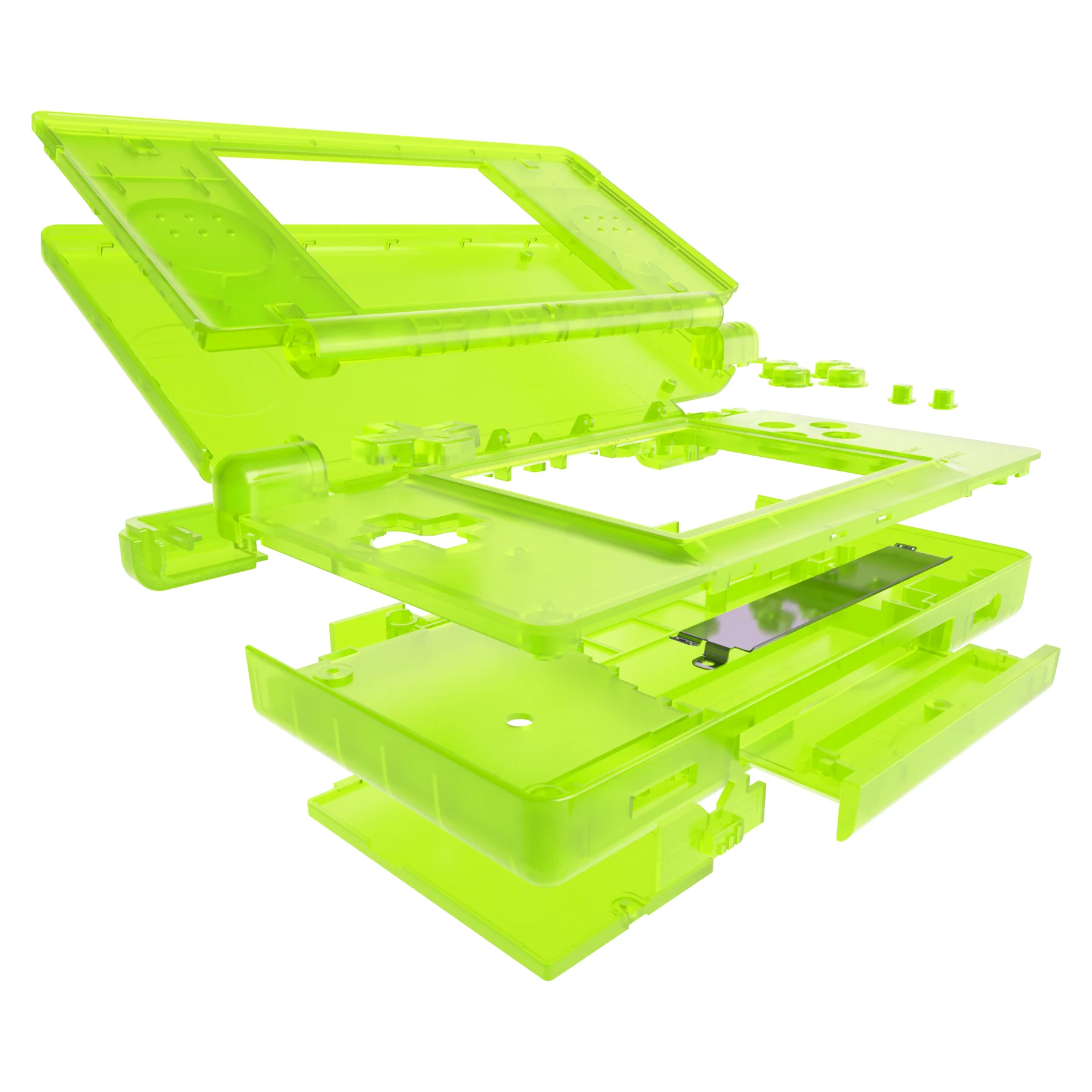 eXtremeRate Replacement Full Housing Shell & Buttons with Screen Lens for Nintendo DS Lite NDSL - Clear Lime Green - Image 4