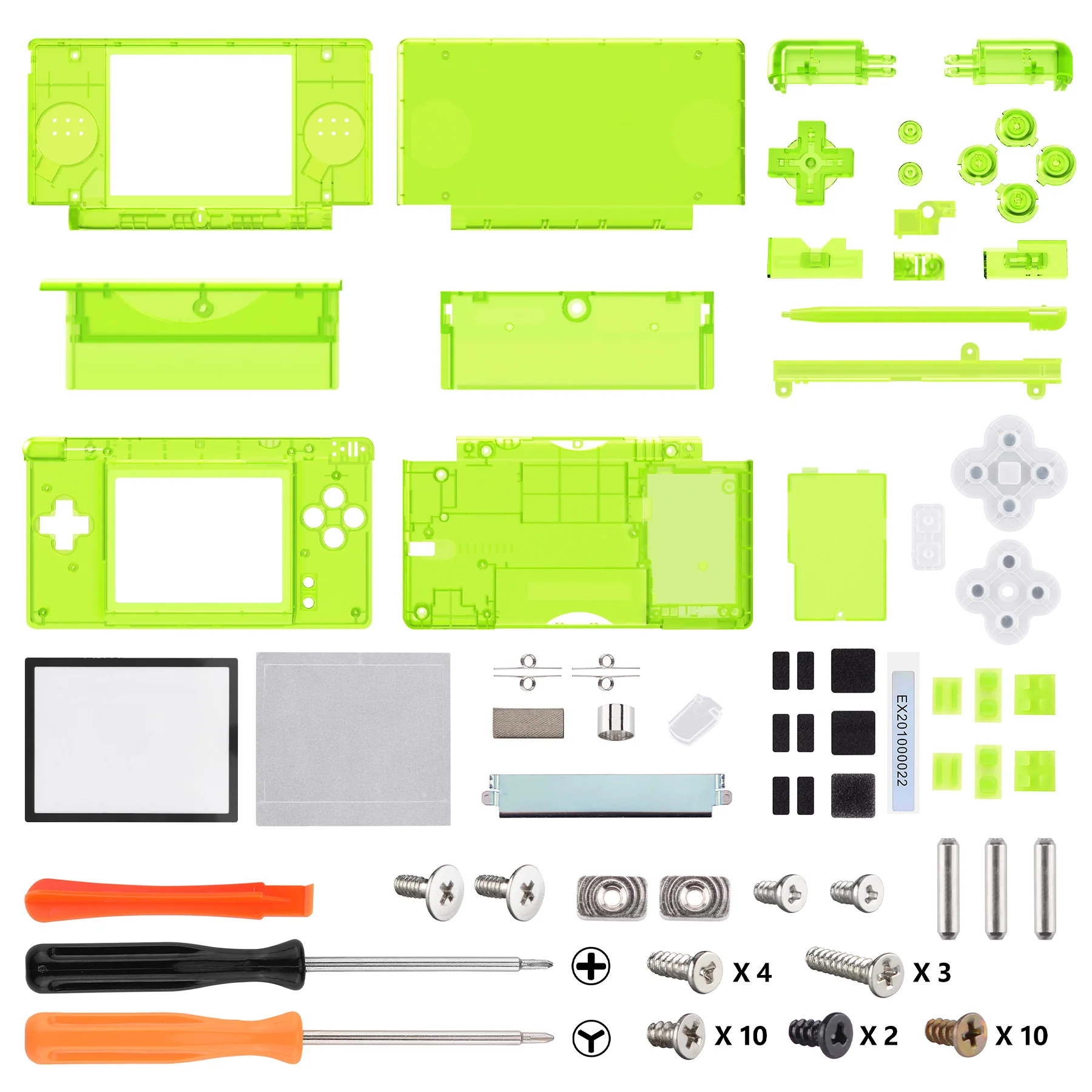 eXtremeRate Replacement Full Housing Shell & Buttons with Screen Lens for Nintendo DS Lite NDSL - Clear Lime Green - Image 5