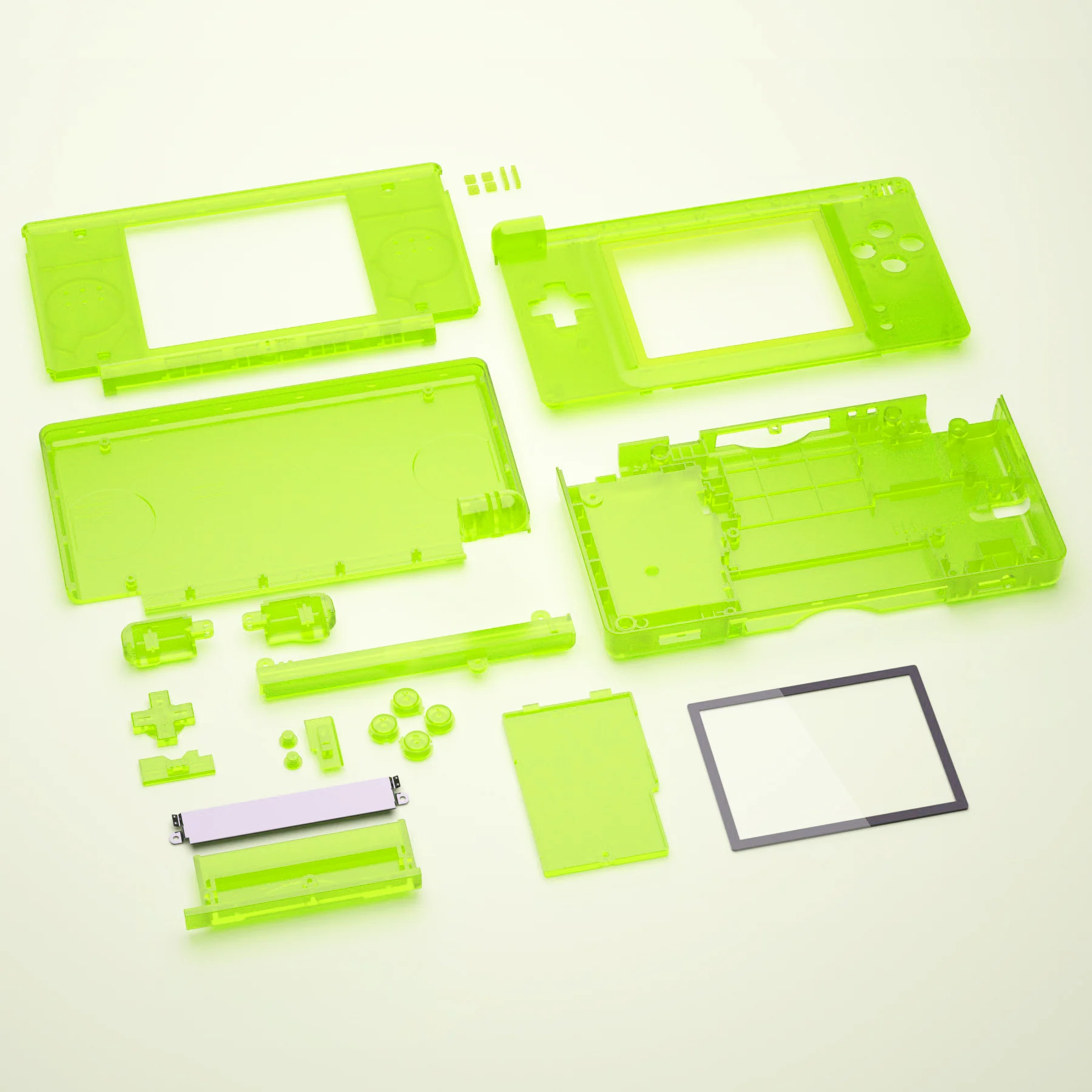 eXtremeRate Replacement Full Housing Shell & Buttons with Screen Lens for Nintendo DS Lite NDSL - Clear Lime Green - Image 6