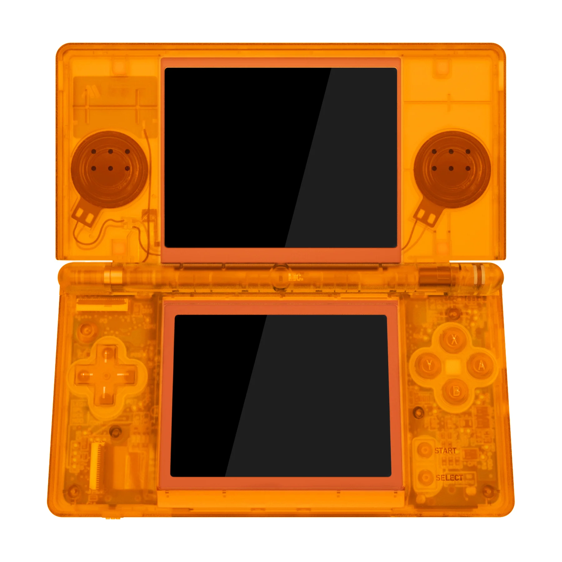 eXtremeRate Replacement Full Housing Shell & Buttons with Screen Lens for Nintendo DS Lite NDSL - Clear Orange - Image 3