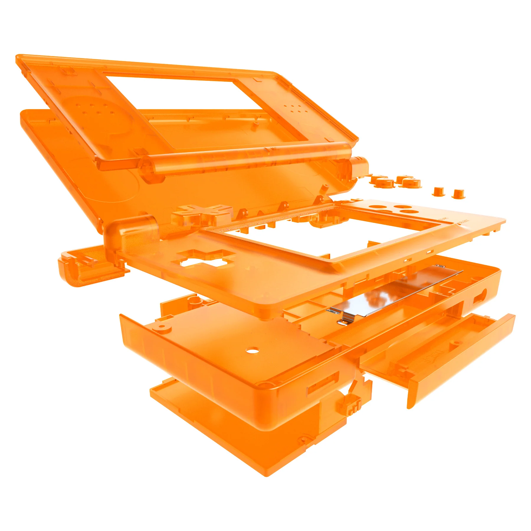 eXtremeRate Replacement Full Housing Shell & Buttons with Screen Lens for Nintendo DS Lite NDSL - Clear Orange - Image 4