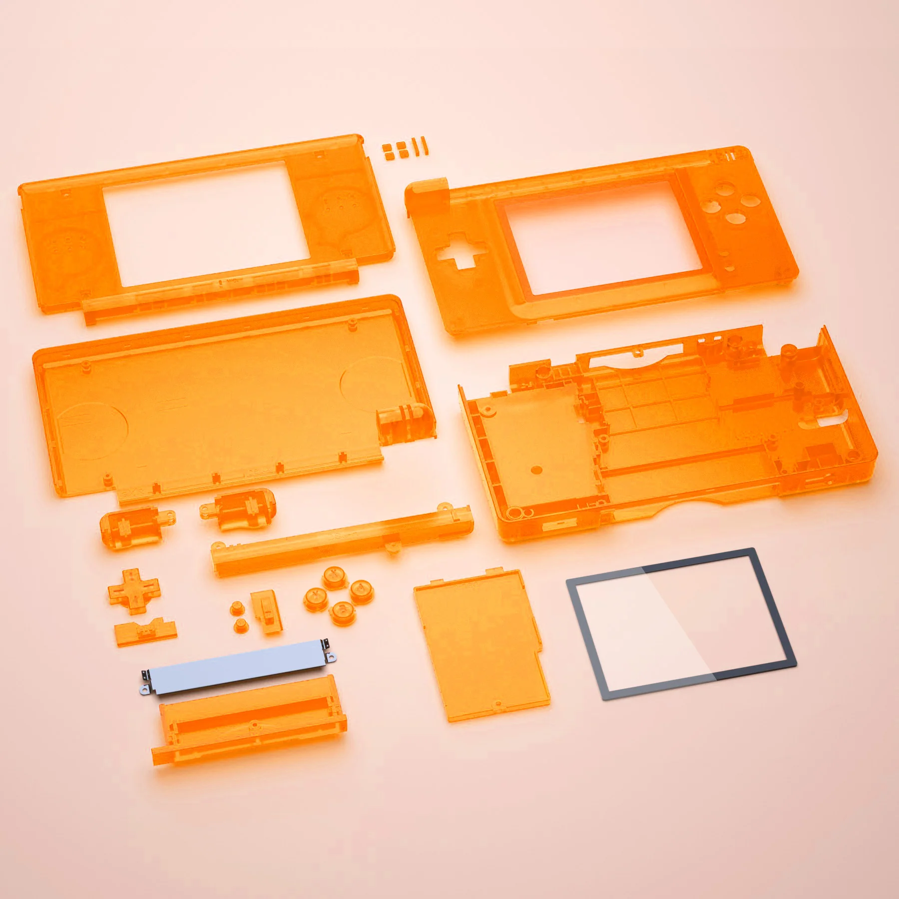eXtremeRate Replacement Full Housing Shell & Buttons with Screen Lens for Nintendo DS Lite NDSL - Clear Orange - Image 6