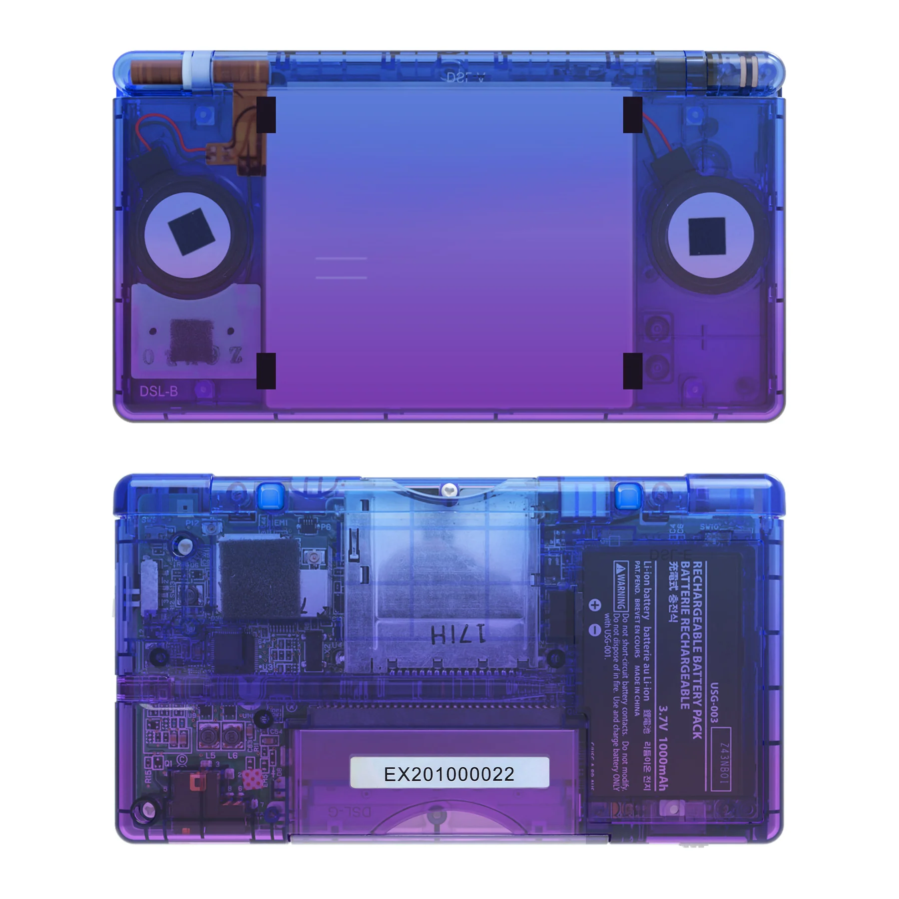 eXtremeRate Replacement Full Housing Shell & Buttons with Screen Lens for Nintendo DS Lite NDSL - Gradient Translucent Bluebell - Image 2