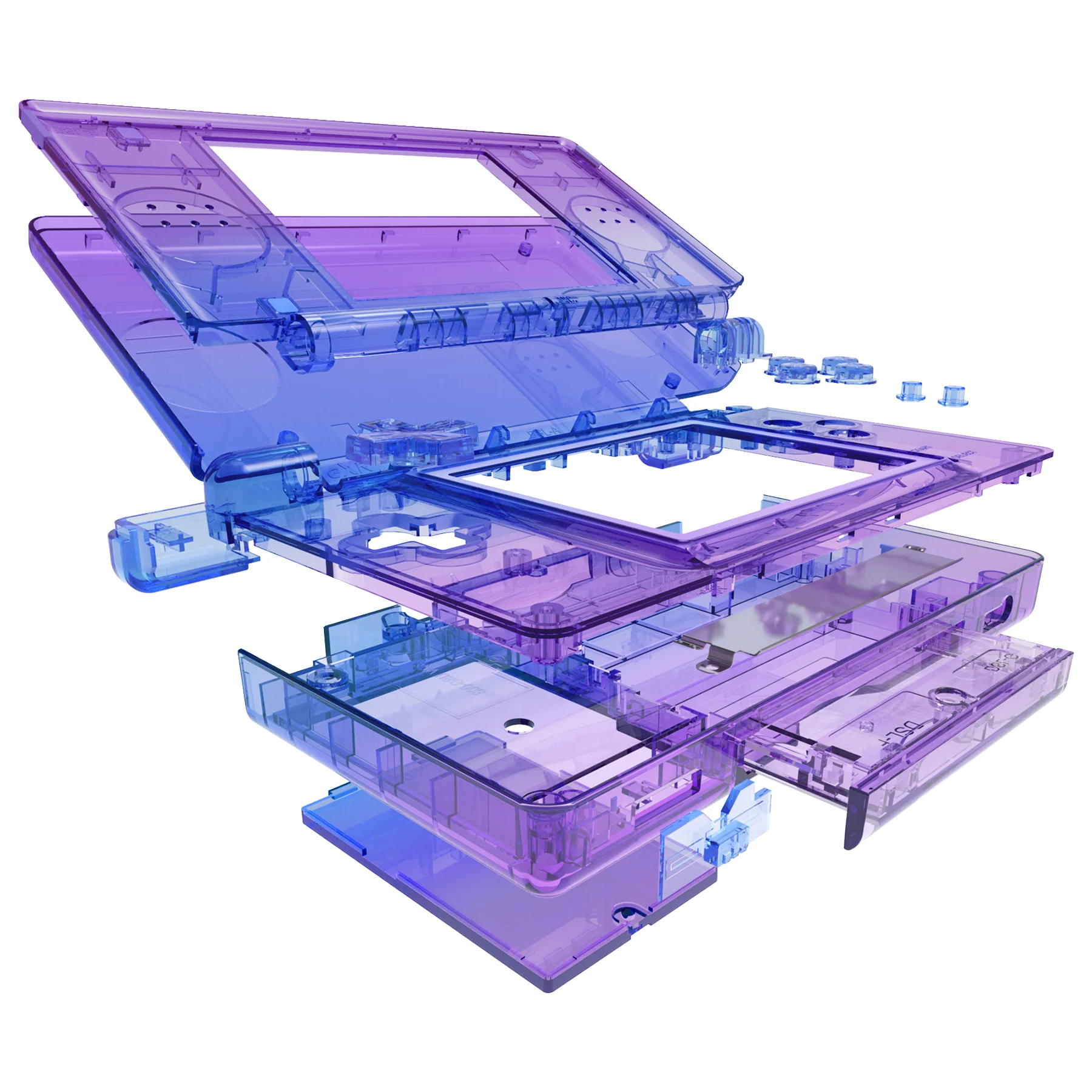 eXtremeRate Replacement Full Housing Shell & Buttons with Screen Lens for Nintendo DS Lite NDSL - Gradient Translucent Bluebell - Image 4
