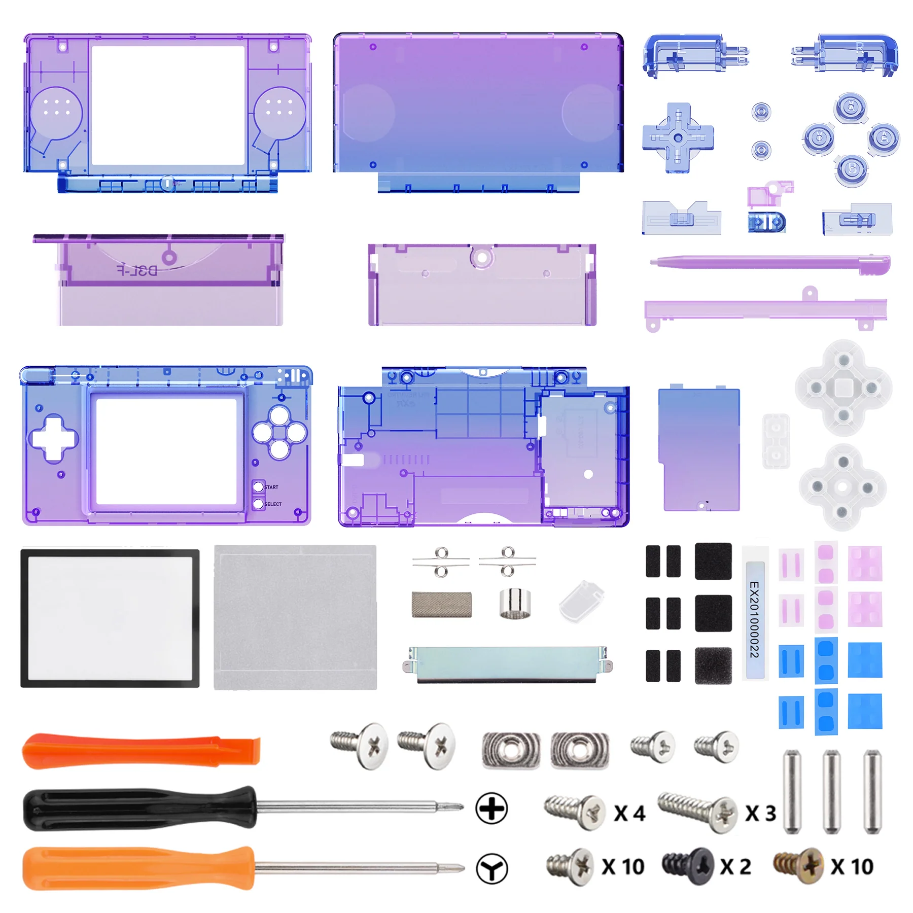 eXtremeRate Replacement Full Housing Shell & Buttons with Screen Lens for Nintendo DS Lite NDSL - Gradient Translucent Bluebell - Image 5