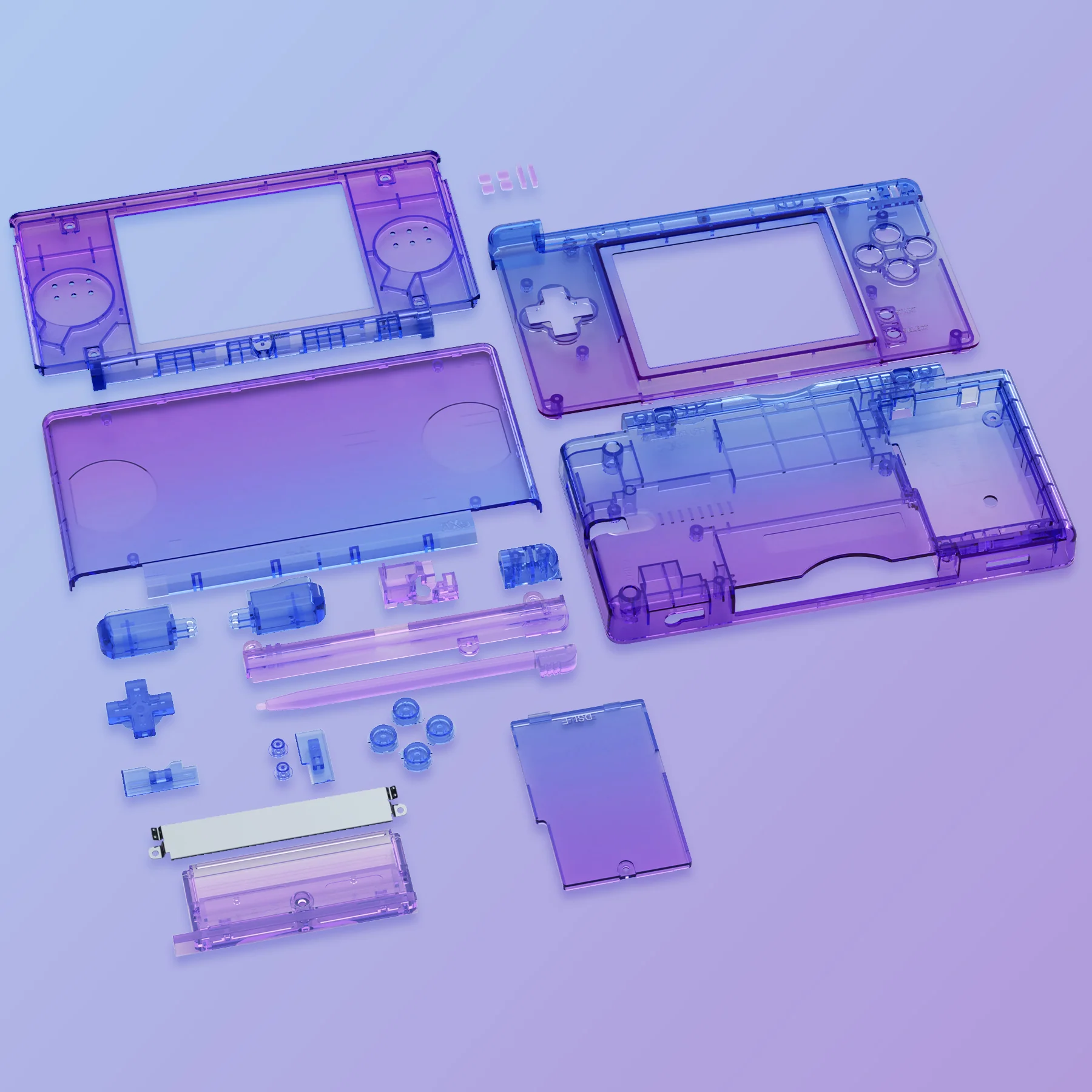 eXtremeRate Replacement Full Housing Shell & Buttons with Screen Lens for Nintendo DS Lite NDSL - Gradient Translucent Bluebell - Image 6