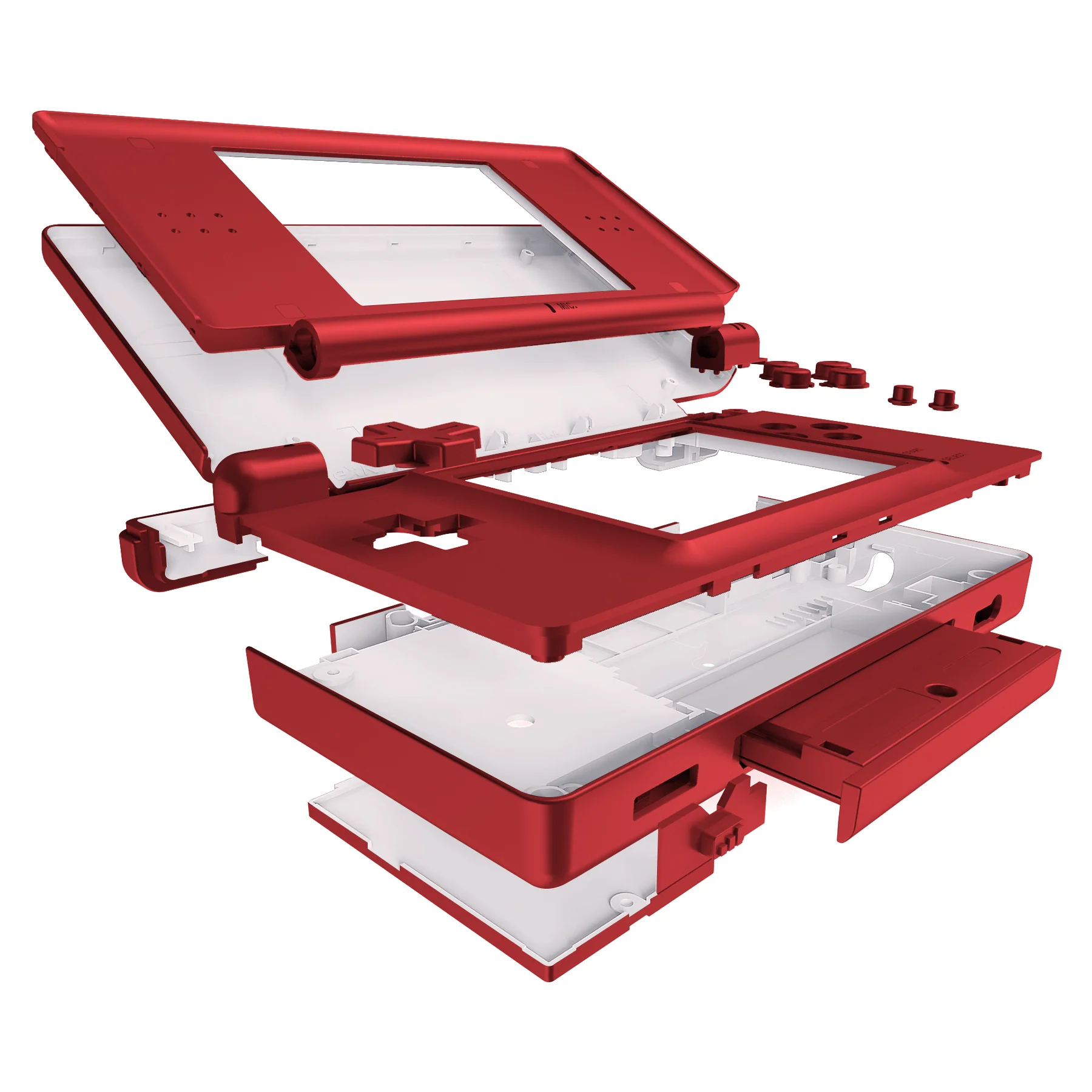 eXtremeRate Replacement Full Housing Shell & Buttons with Screen Lens for Nintendo DS Lite NDSL - Scarlet Red - Image 4