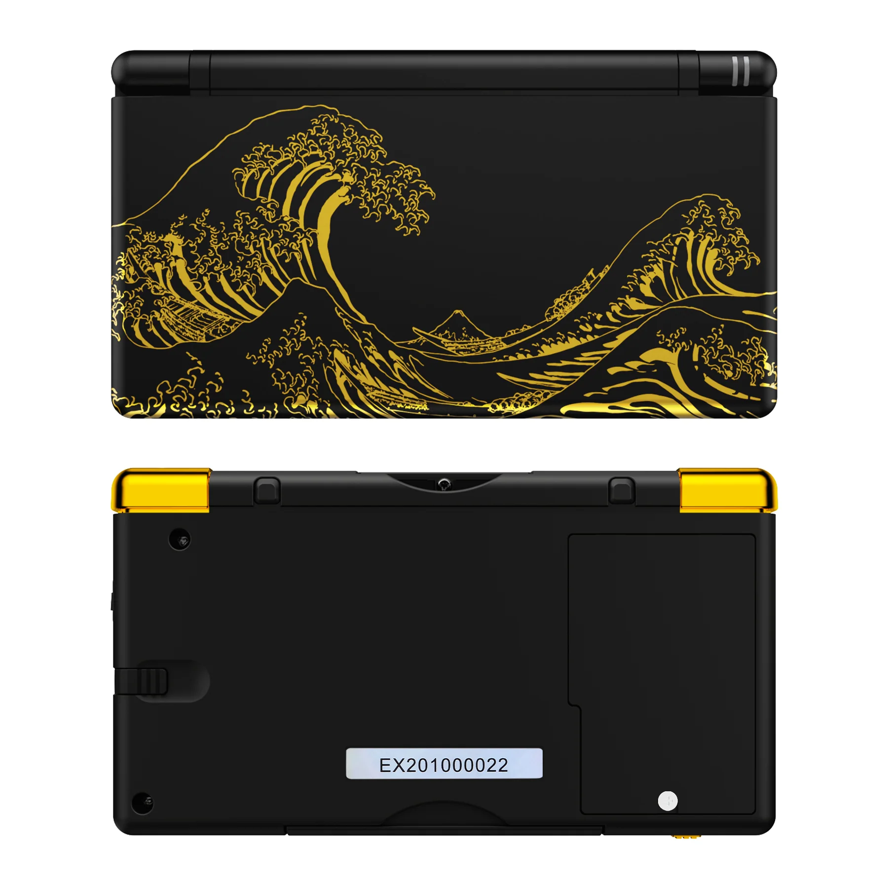 eXtremeRate Replacement Full Housing Shell & Buttons with Screen Lens for Nintendo DS Lite NDSL - The Great GOLDEN Wave Off Kanagawa - Black - Image 2