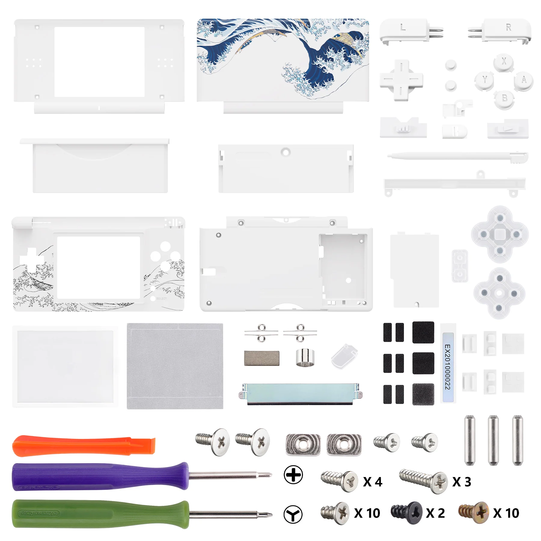 eXtremeRate Replacement Full Housing Shell & Buttons with Screen Lens for Nintendo DS Lite NDSL - The Great Wave - Image 5