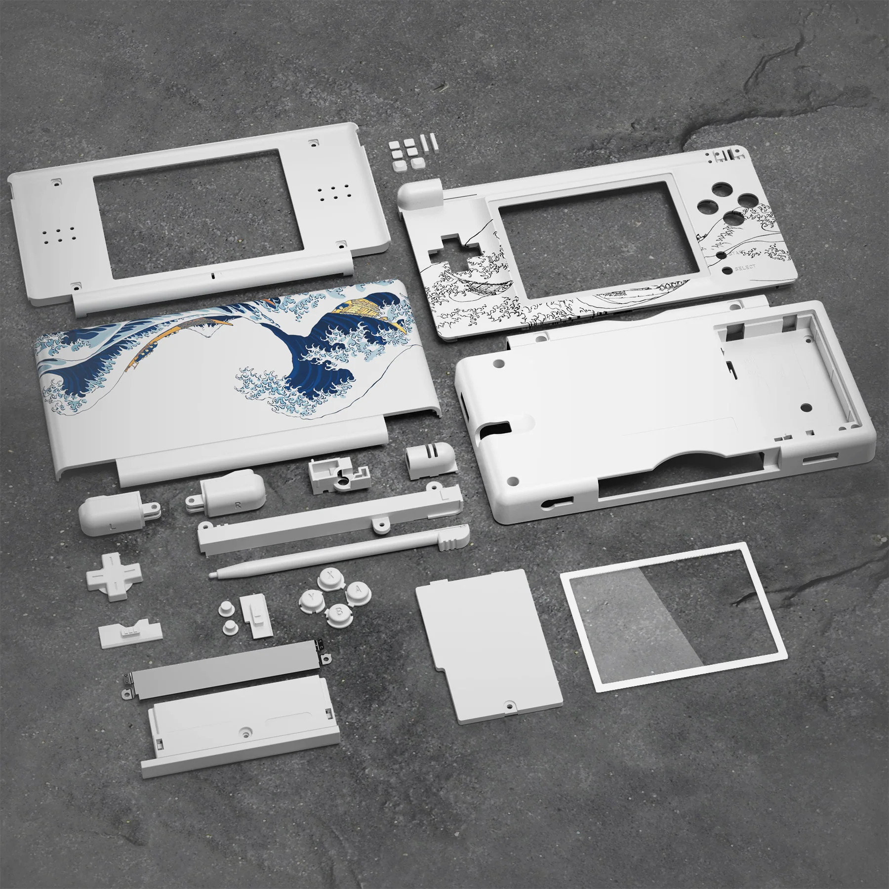 eXtremeRate Replacement Full Housing Shell & Buttons with Screen Lens for Nintendo DS Lite NDSL - The Great Wave - Image 6