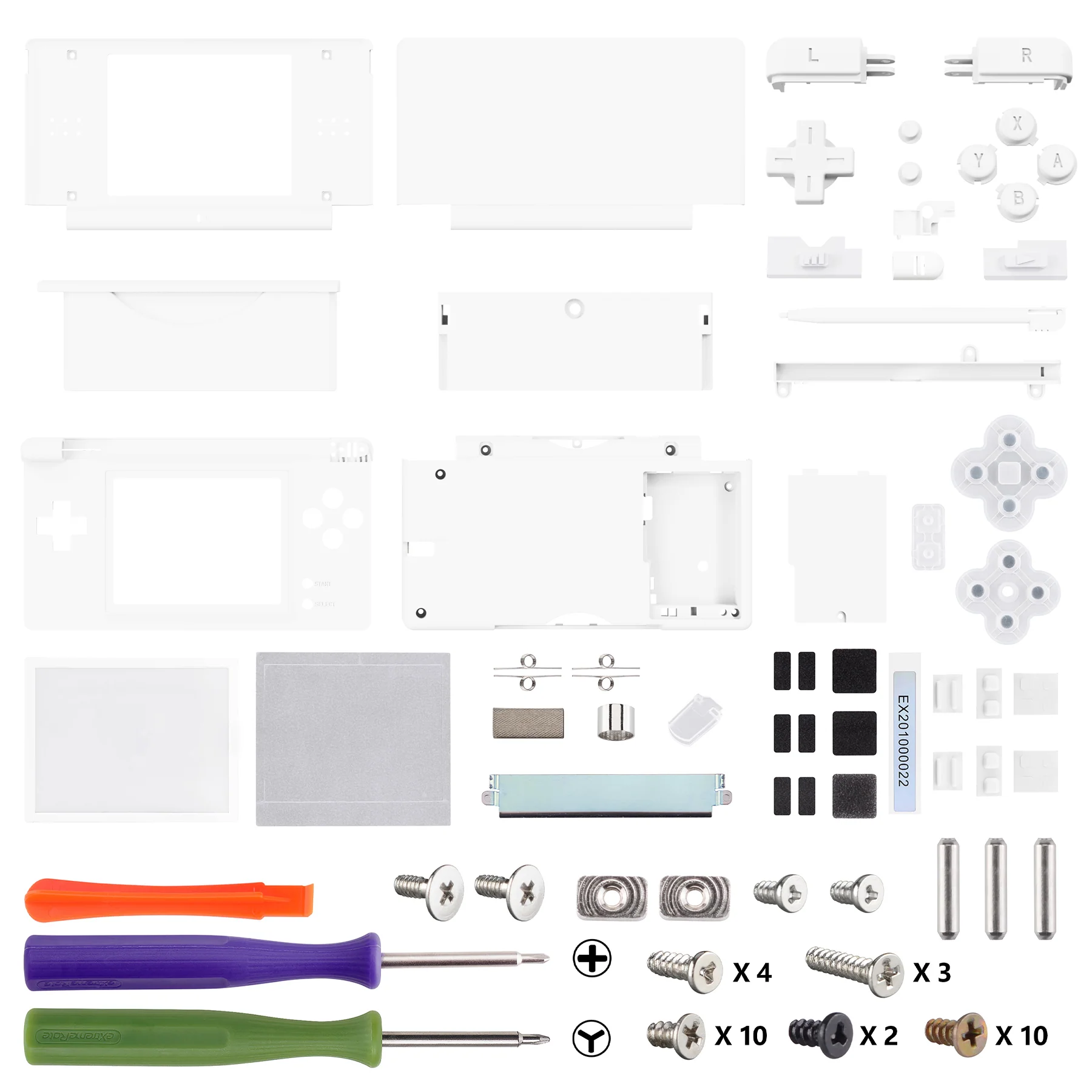 eXtremeRate Replacement Full Housing Shell & Buttons with Screen Lens for Nintendo DS Lite NDSL - White - Image 5