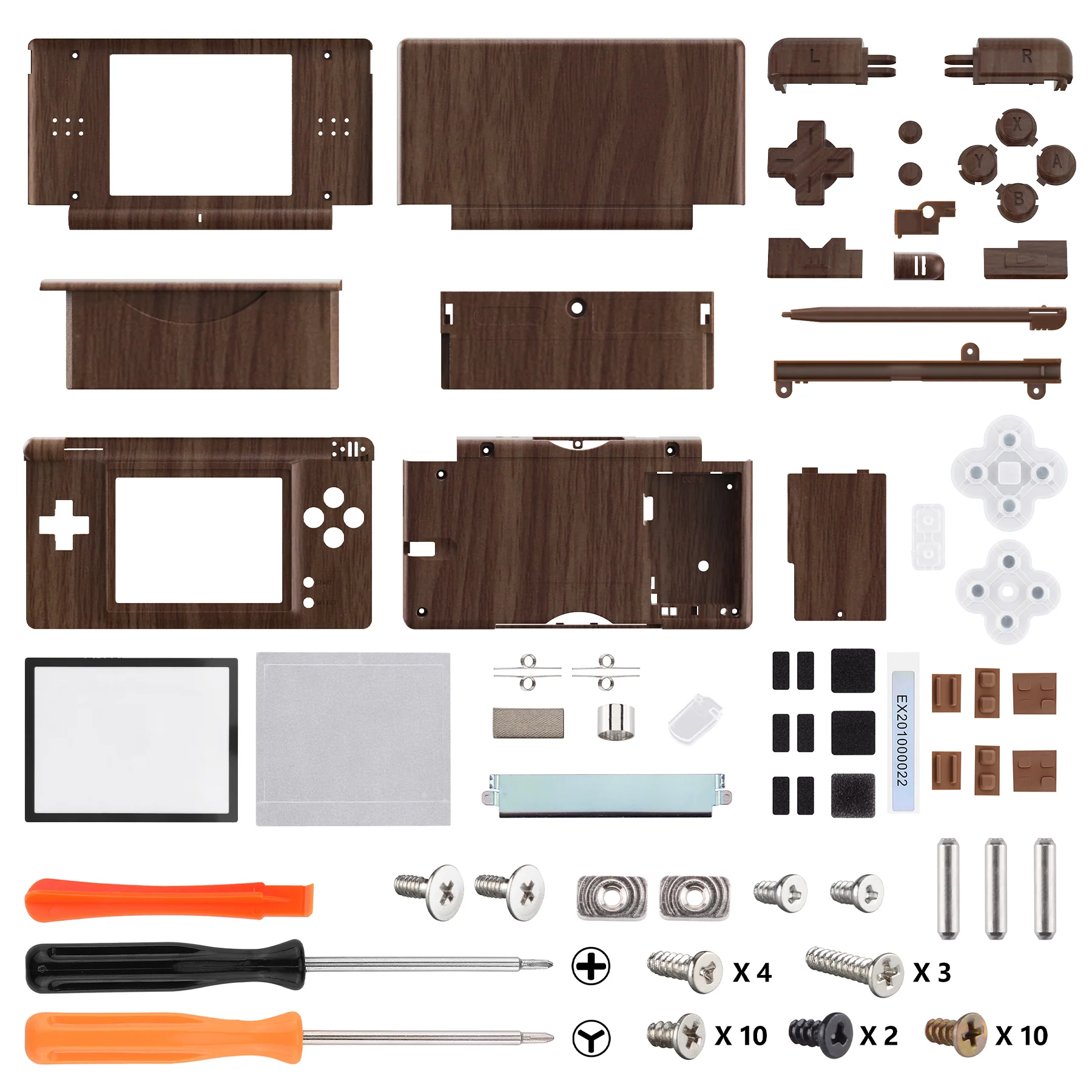 eXtremeRate Replacement Full Housing Shell & Buttons with Screen Lens for Nintendo DS Lite NDSL - Wood Grain - Image 5