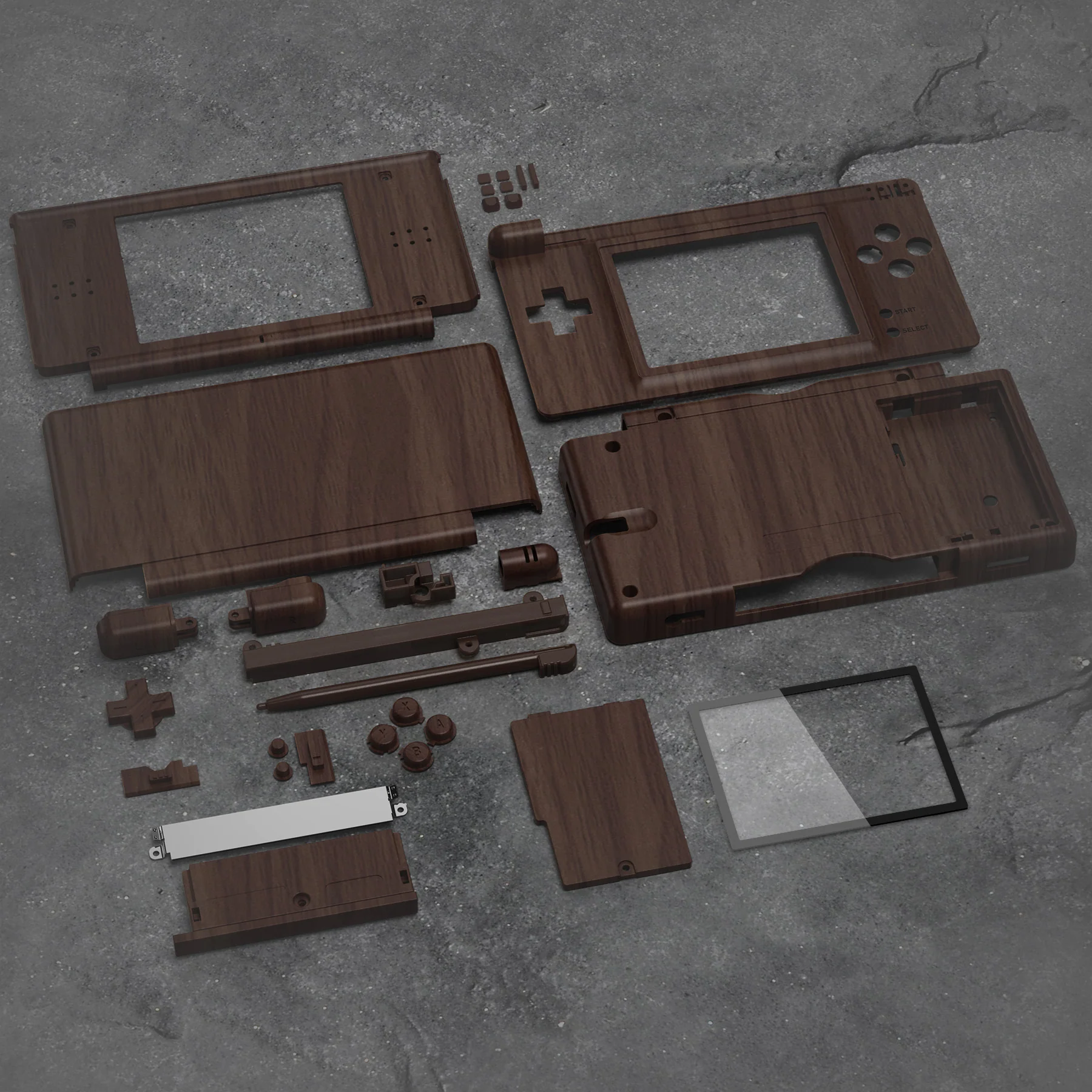 eXtremeRate Replacement Full Housing Shell & Buttons with Screen Lens for Nintendo DS Lite NDSL - Wood Grain - Image 6