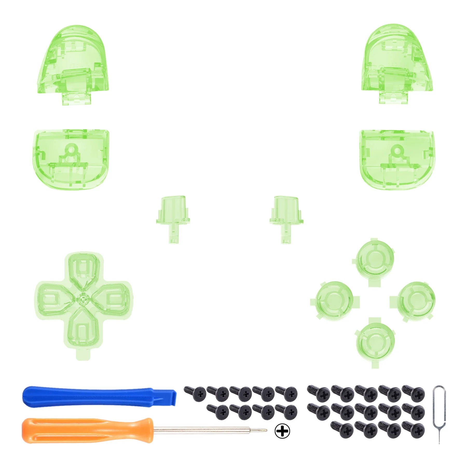 eXtremeRate Replacement Full Set Buttons Compatible with PS5 Controller BDM-030/040/050/060 - Clear Light Green - Image 2