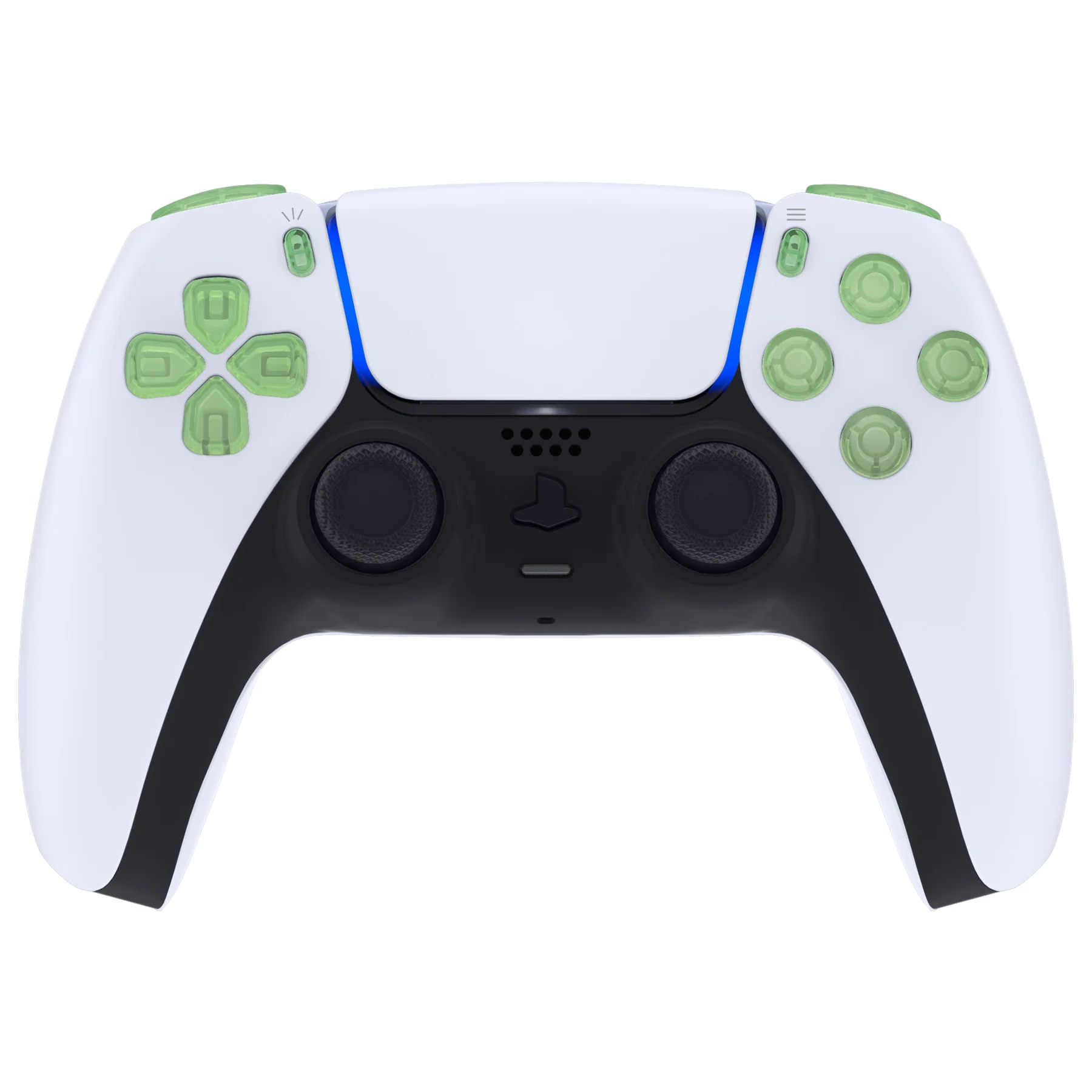 eXtremeRate Replacement Full Set Buttons Compatible with PS5 Controller BDM-030/040/050/060 - Clear Light Green - Image 4