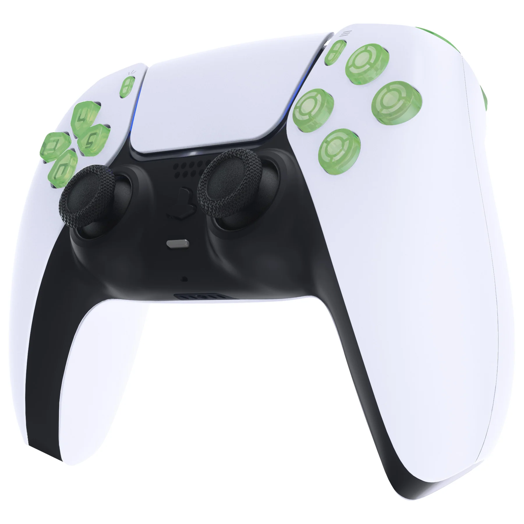 eXtremeRate Replacement Full Set Buttons Compatible with PS5 Controller BDM-030/040/050/060 - Clear Light Green - Image 5