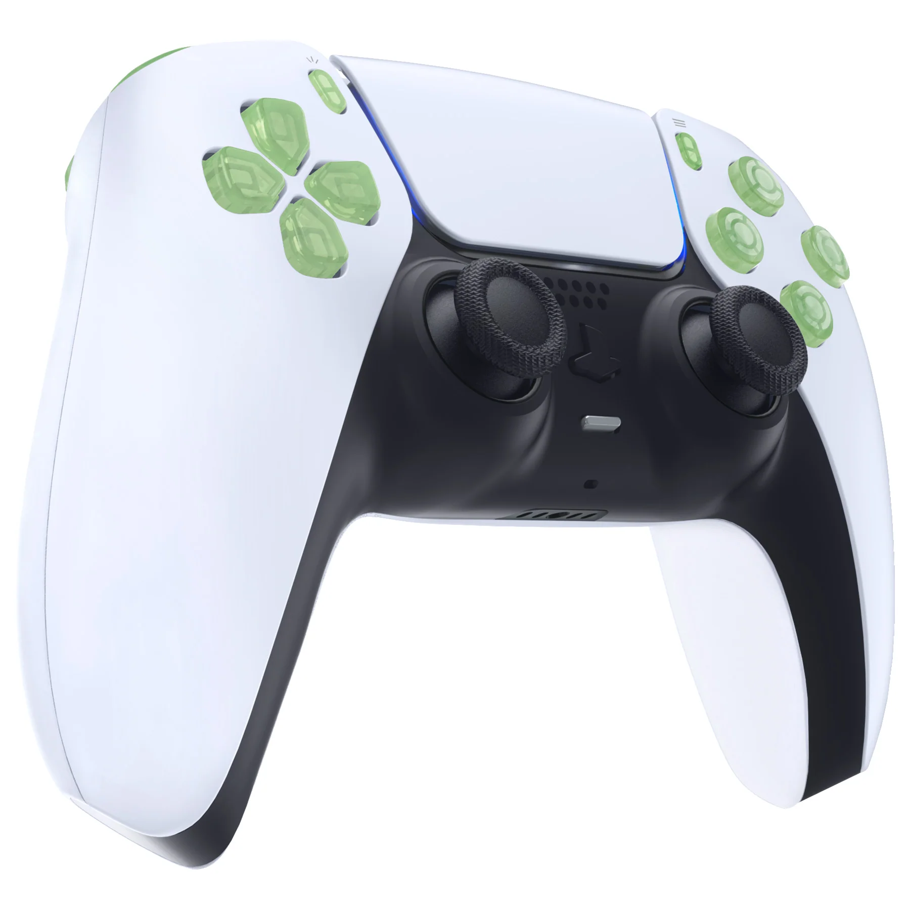 eXtremeRate Replacement Full Set Buttons Compatible with PS5 Controller BDM-030/040/050/060 - Clear Light Green - Image 6