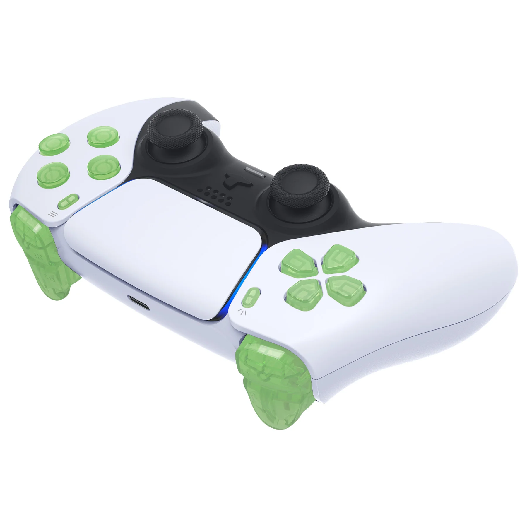 eXtremeRate Replacement Full Set Buttons Compatible with PS5 Controller BDM-030/040/050/060 - Clear Light Green - Image 7