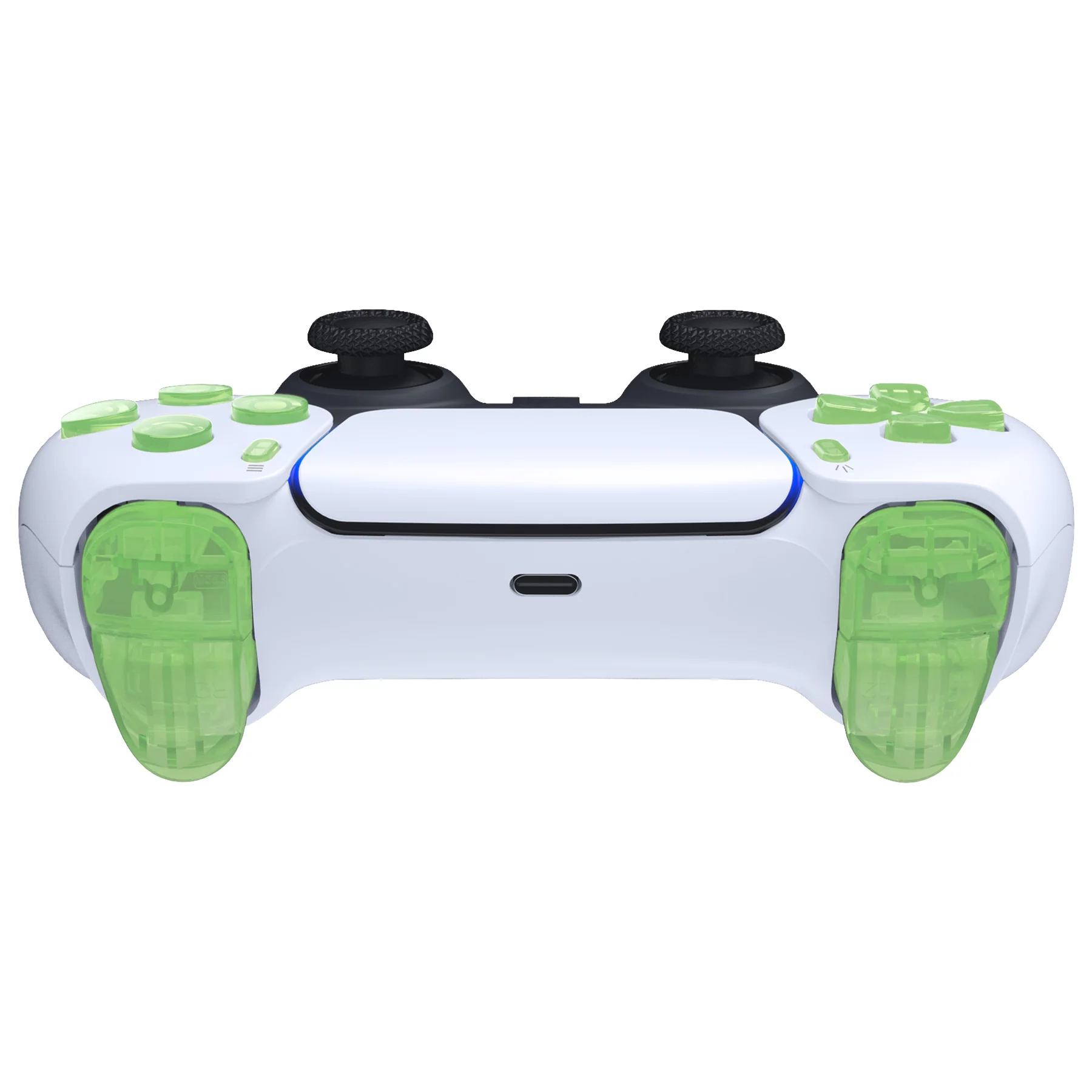 eXtremeRate Replacement Full Set Buttons Compatible with PS5 Controller BDM-030/040/050/060 - Clear Light Green - Image 8
