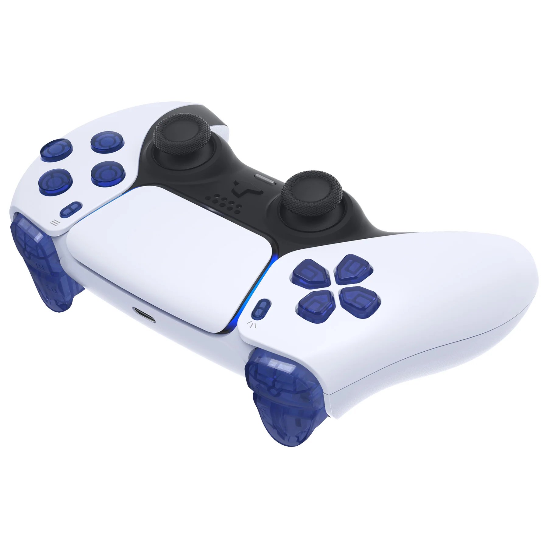eXtremeRate Replacement Full Set Buttons Compatible with PS5 Controller BDM-030/040/050/060 - Crystal Clear Light Blue - Image 7
