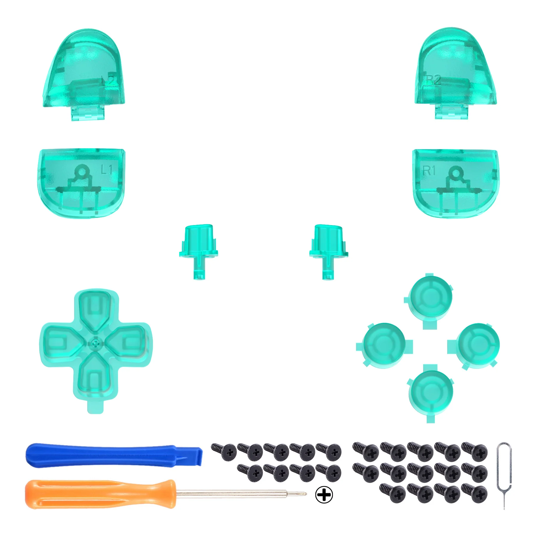 eXtremeRate Replacement Full Set Buttons Compatible with PS5 Controller BDM-030/040/050/060 - Emerald Green - Image 2
