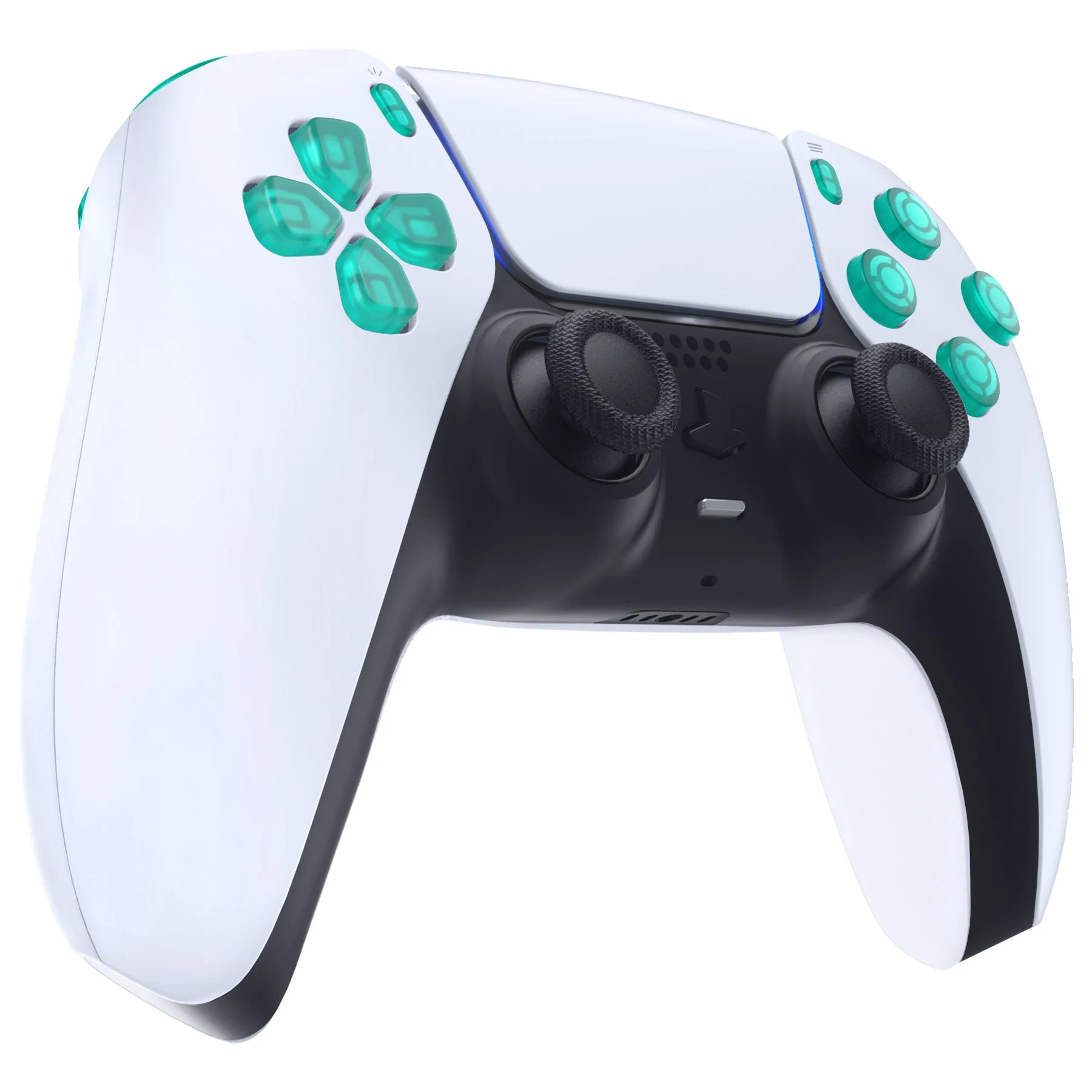 eXtremeRate Replacement Full Set Buttons Compatible with PS5 Controller BDM-030/040/050/060 - Emerald Green - Image 6