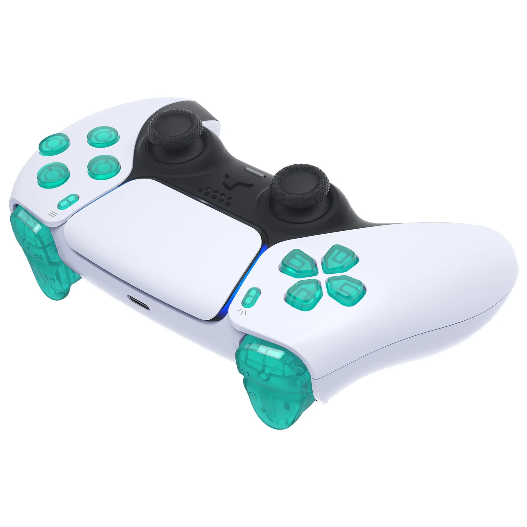 eXtremeRate Replacement Full Set Buttons Compatible with PS5 Controller BDM-030/040/050/060 - Emerald Green - Image 7