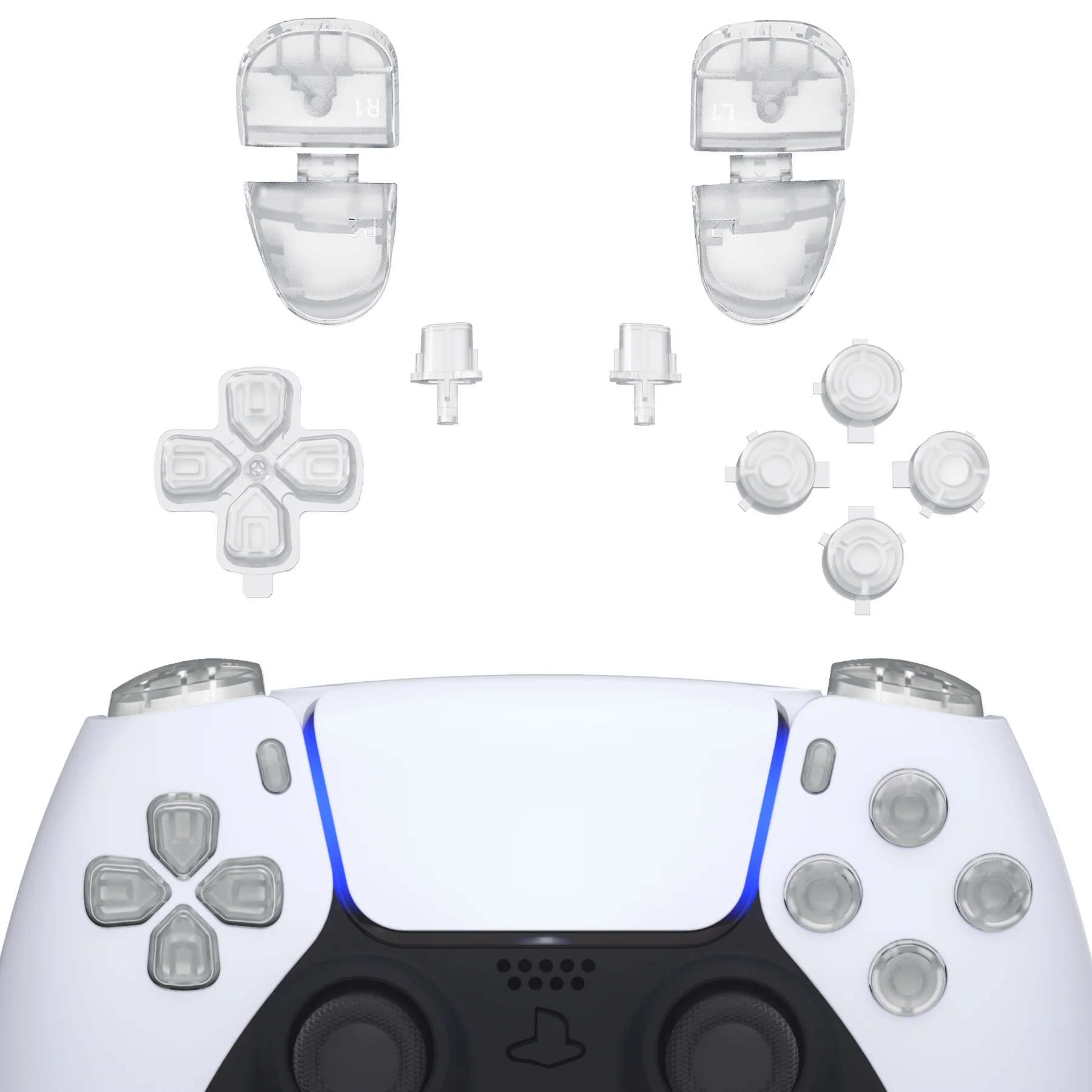 eXtremeRate Replacement Full Set Buttons Compatible with PS5 Controller BDM-030/040/050/060 - Glow in Dark - Green - Image 6