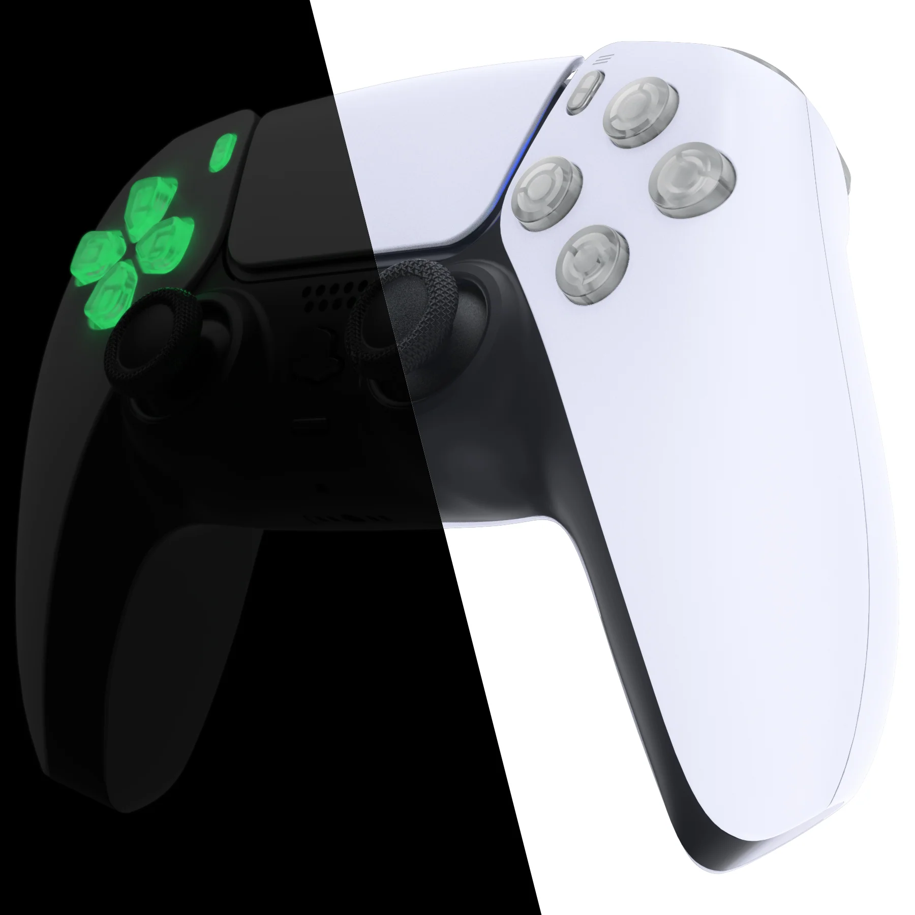 eXtremeRate Replacement Full Set Buttons Compatible with PS5 Controller BDM-030/040/050/060 - Glow in Dark - Green - Image 7