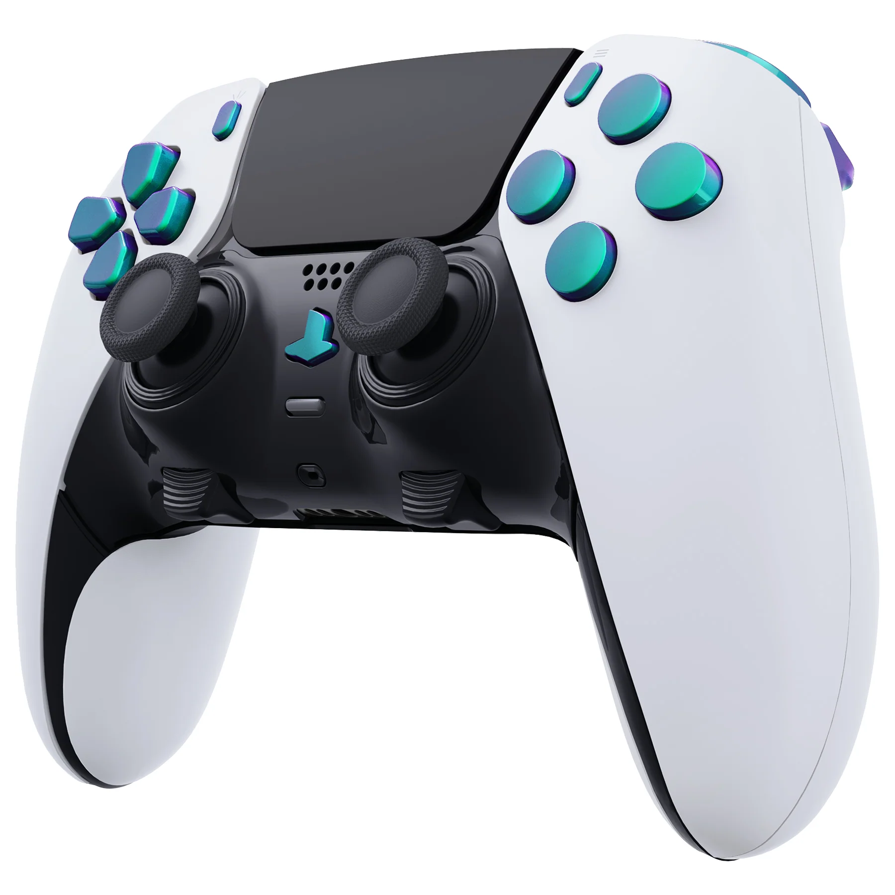 eXtremeRate Replacement Full Set Buttons Compatible with PS5 Edge Controller - Chameleon Green Purple - Image 4