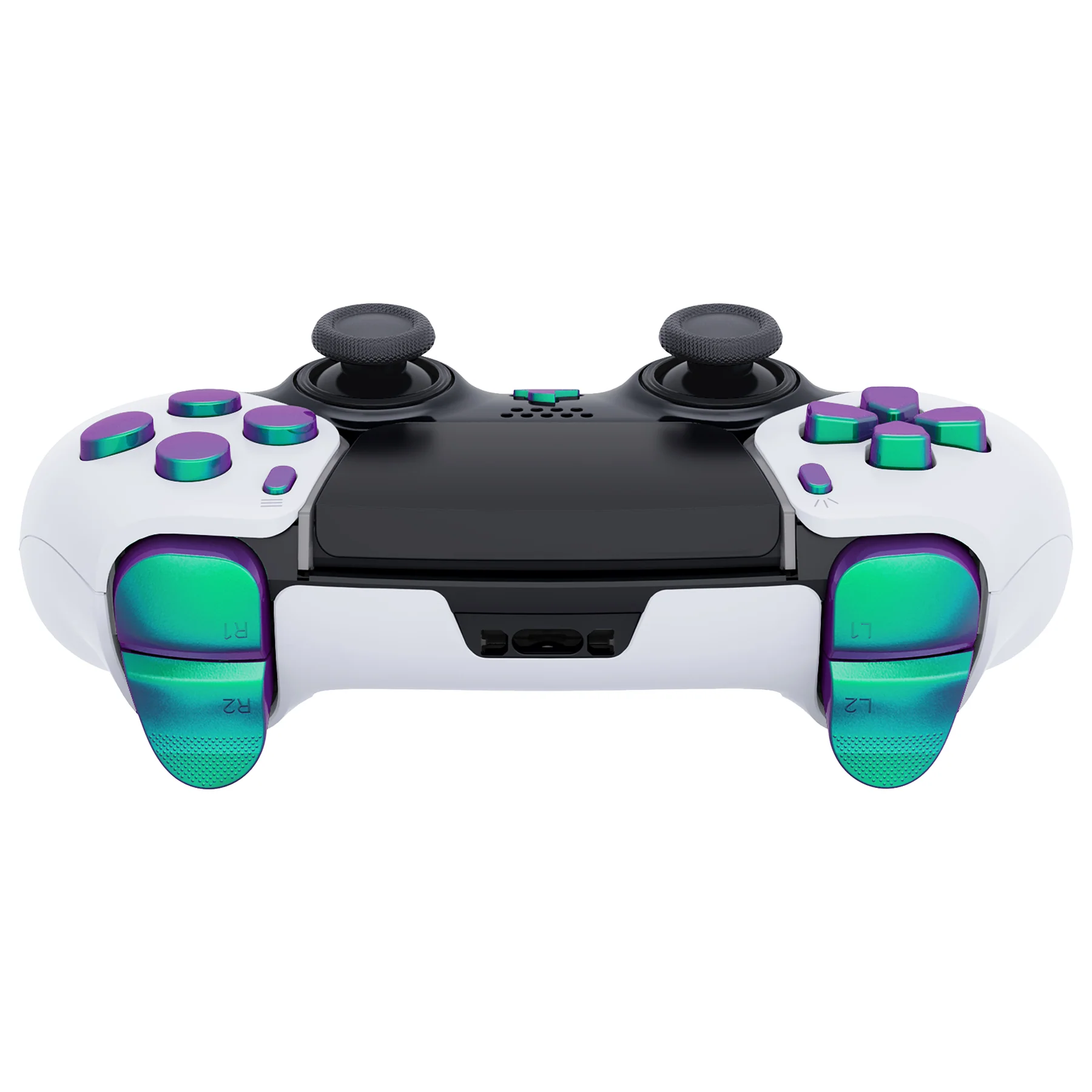 eXtremeRate Replacement Full Set Buttons Compatible with PS5 Edge Controller - Chameleon Green Purple - Image 6