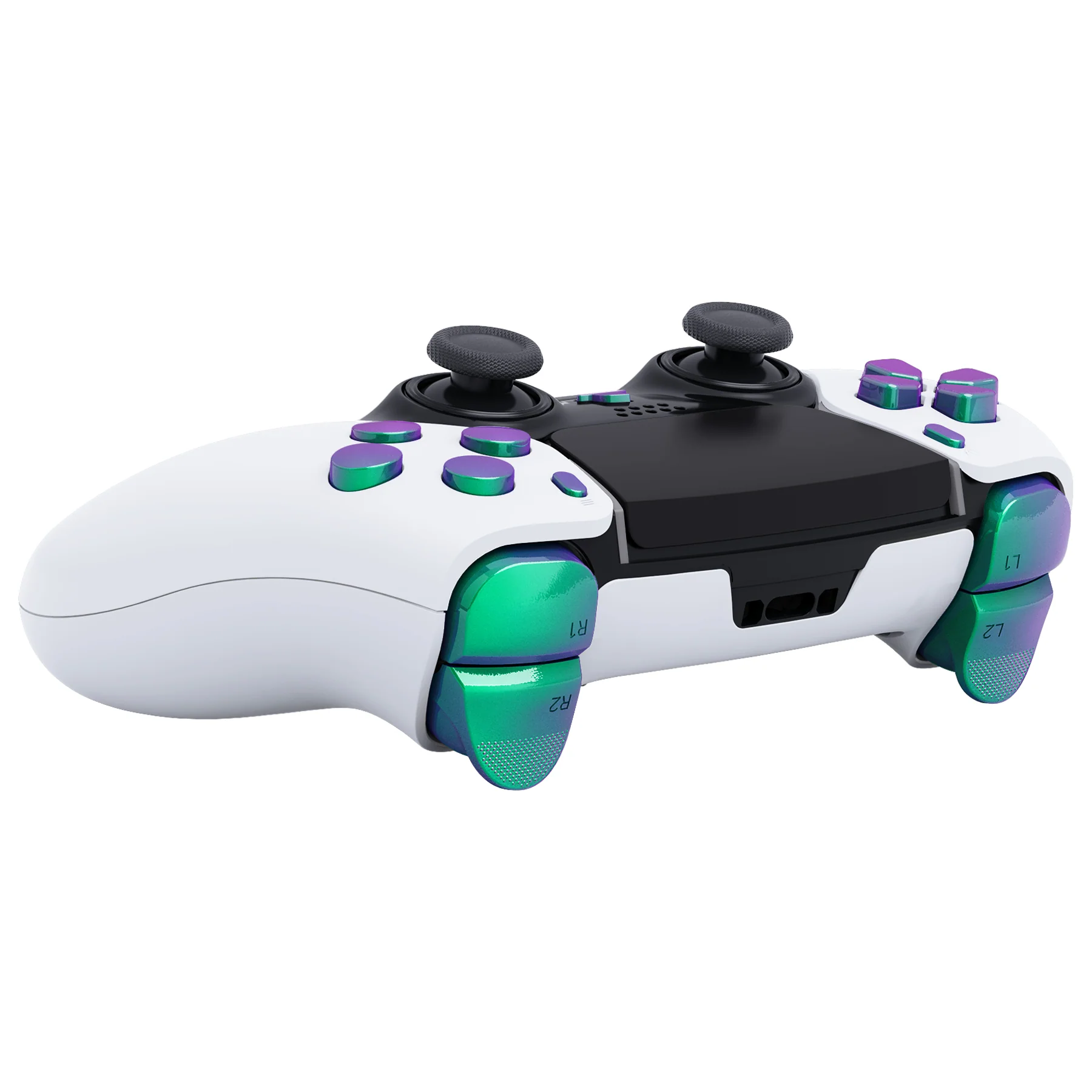 eXtremeRate Replacement Full Set Buttons Compatible with PS5 Edge Controller - Chameleon Green Purple - Image 7