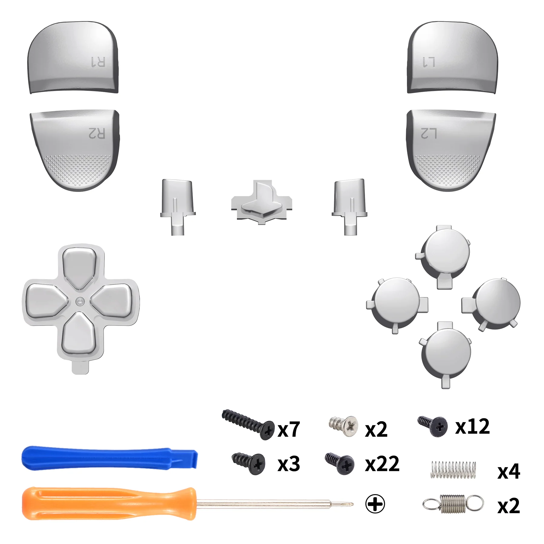 eXtremeRate Replacement Full Set Buttons Compatible with PS5 Edge Controller - Chrome Silver - Image 2