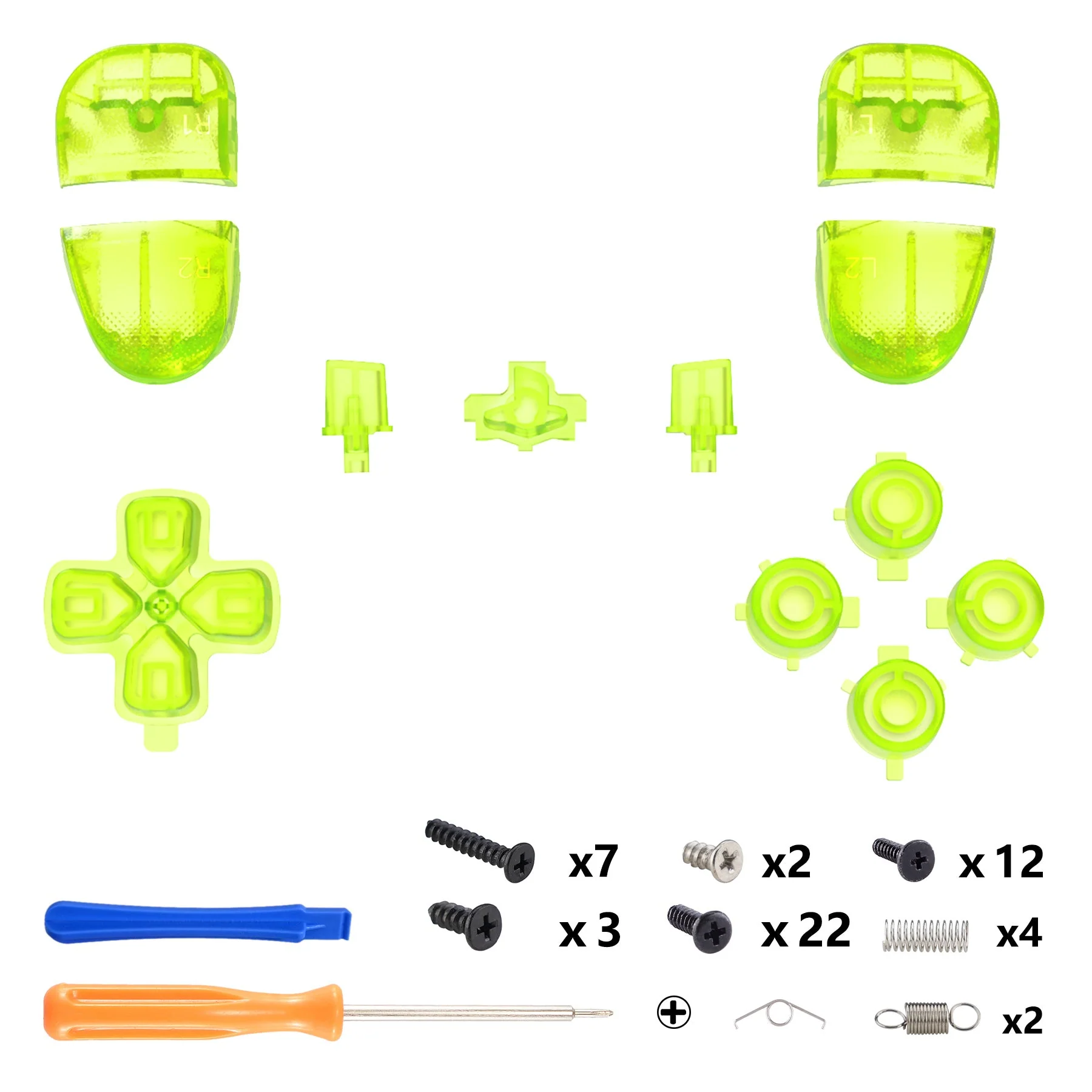 eXtremeRate Replacement Full Set Buttons Compatible with PS5 Edge Controller - Clear Lime Green - Image 2