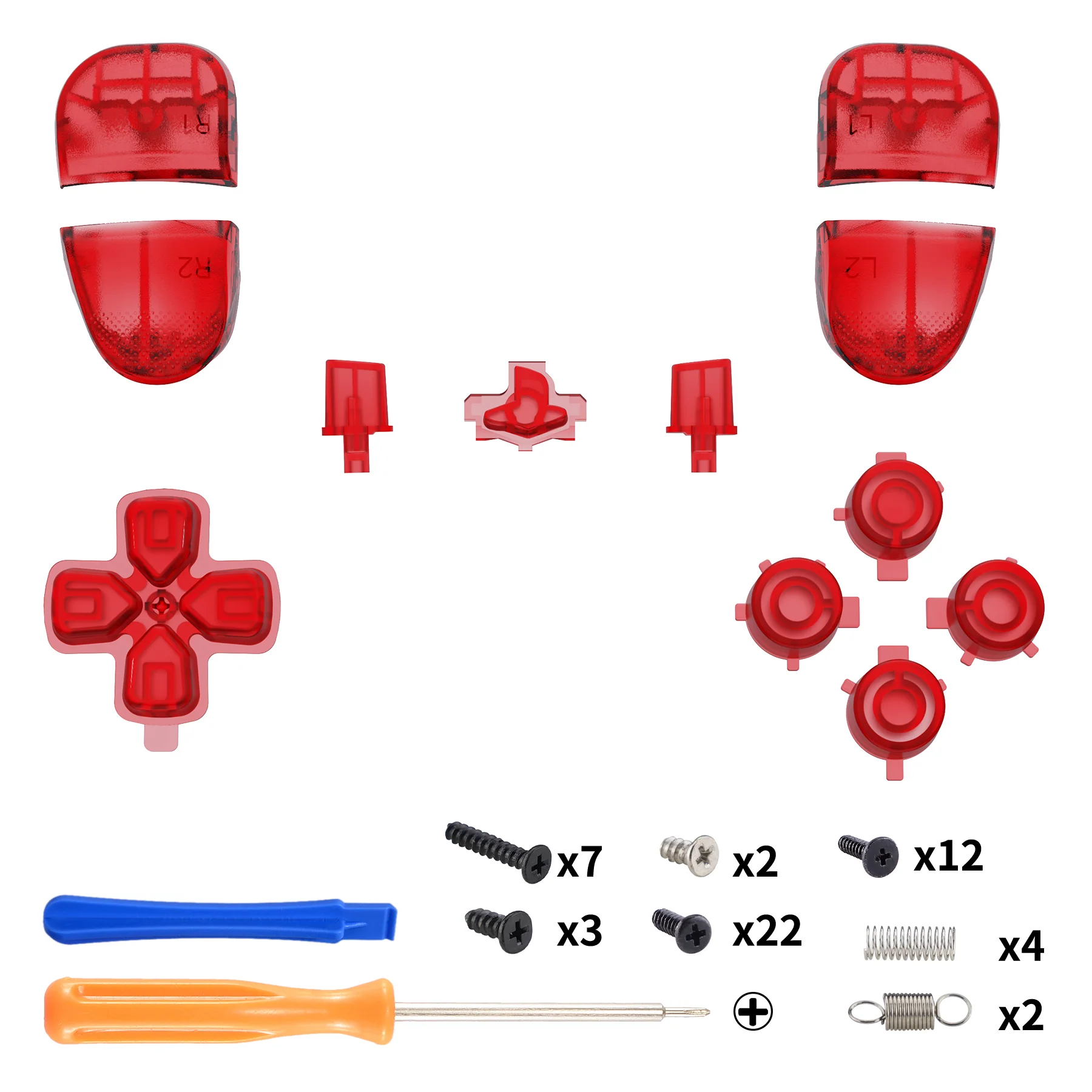 eXtremeRate Replacement Full Set Buttons Compatible with PS5 Edge Controller - Clear Red - Image 2