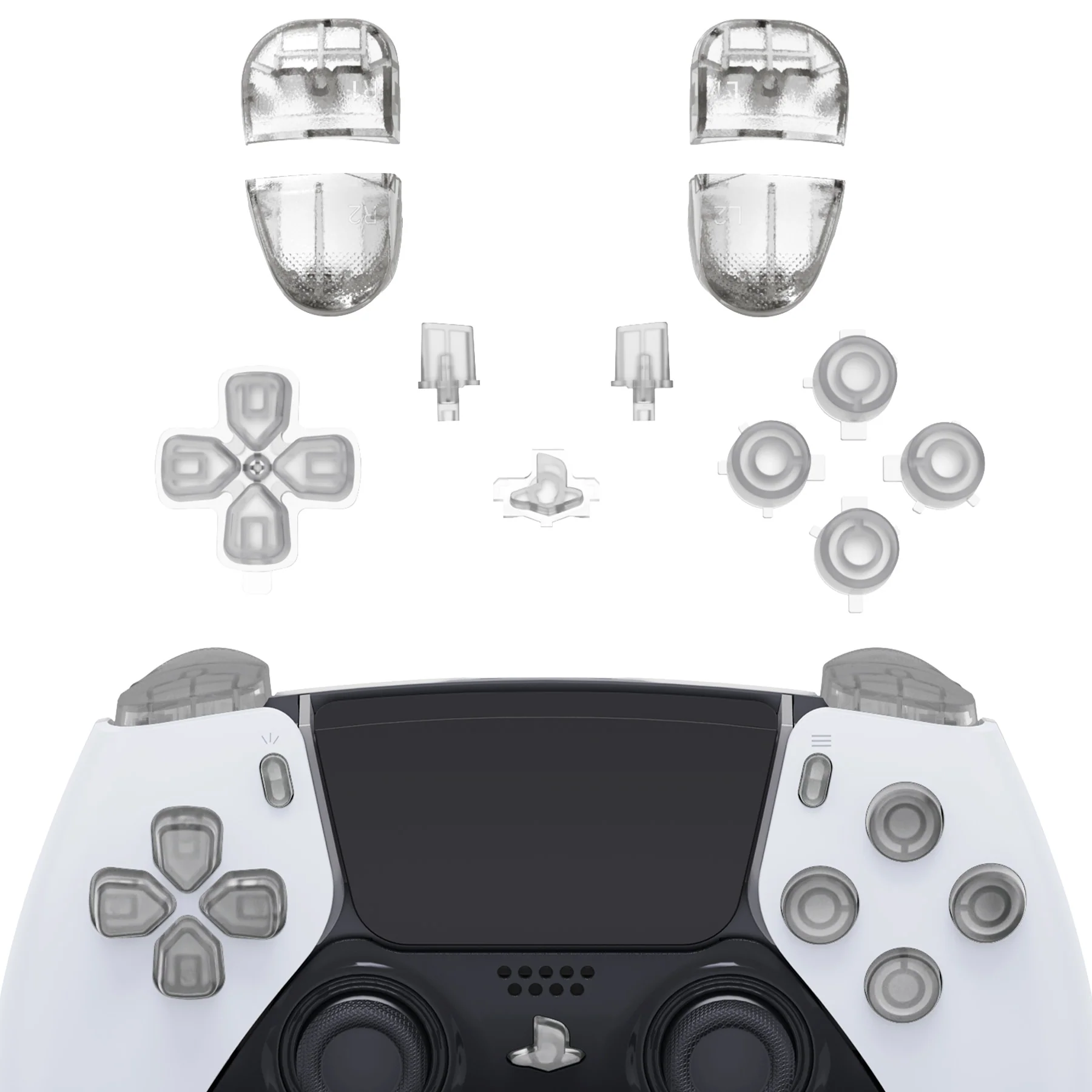eXtremeRate Replacement Full Set Buttons Compatible with PS5 Edge Controller - Glow in Dark - Green - Image 3