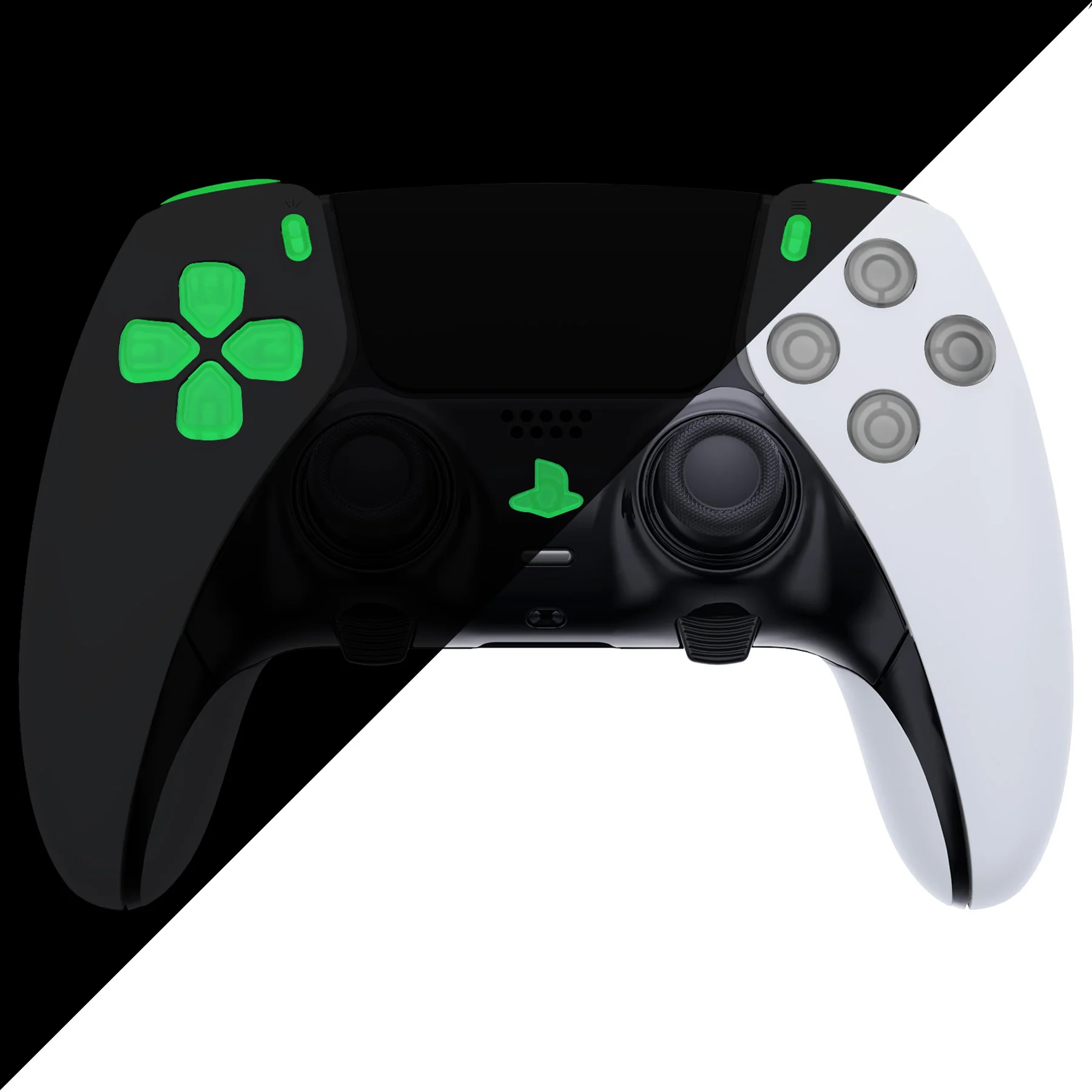 eXtremeRate Replacement Full Set Buttons Compatible with PS5 Edge Controller - Glow in Dark - Green - Image 4