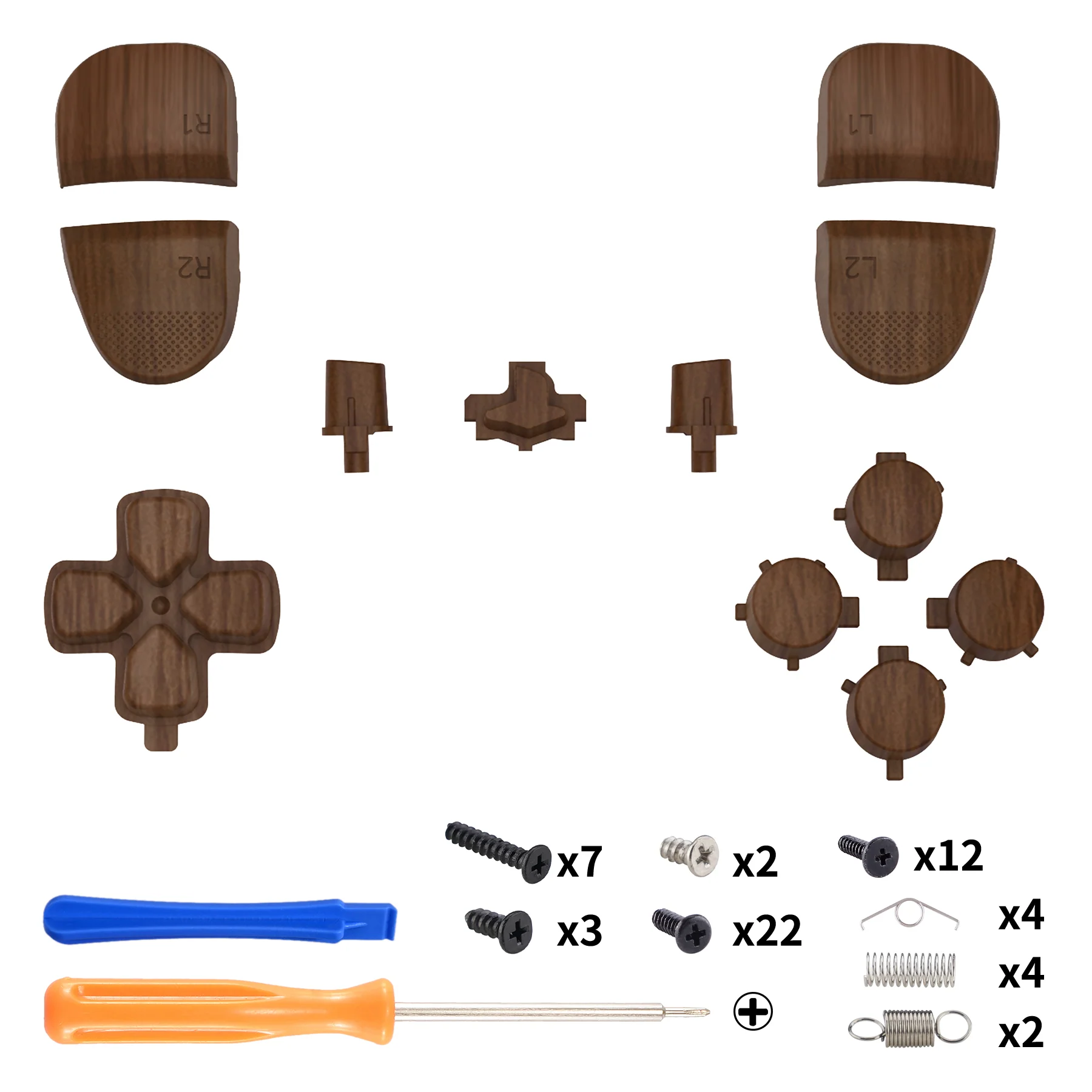 eXtremeRate Replacement Full Set Buttons Compatible with PS5 Edge Controller - Wood Grain - Image 2