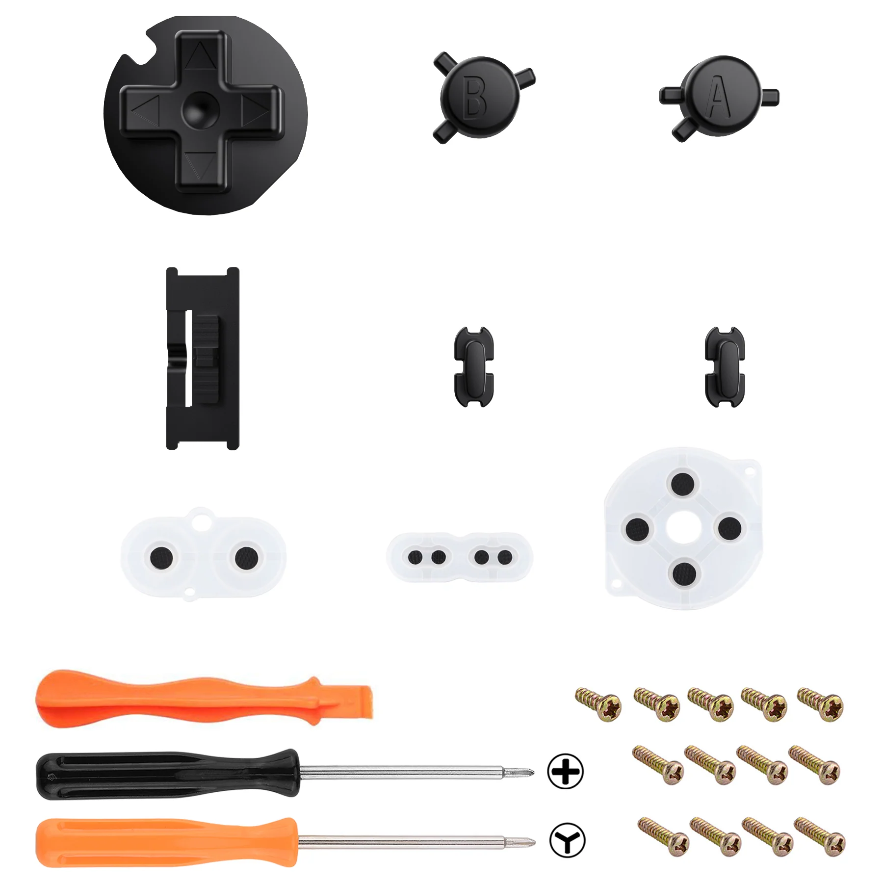 eXtremeRate Replacement Full Set Buttons for Gameboy Color GBC - Black - Image 3