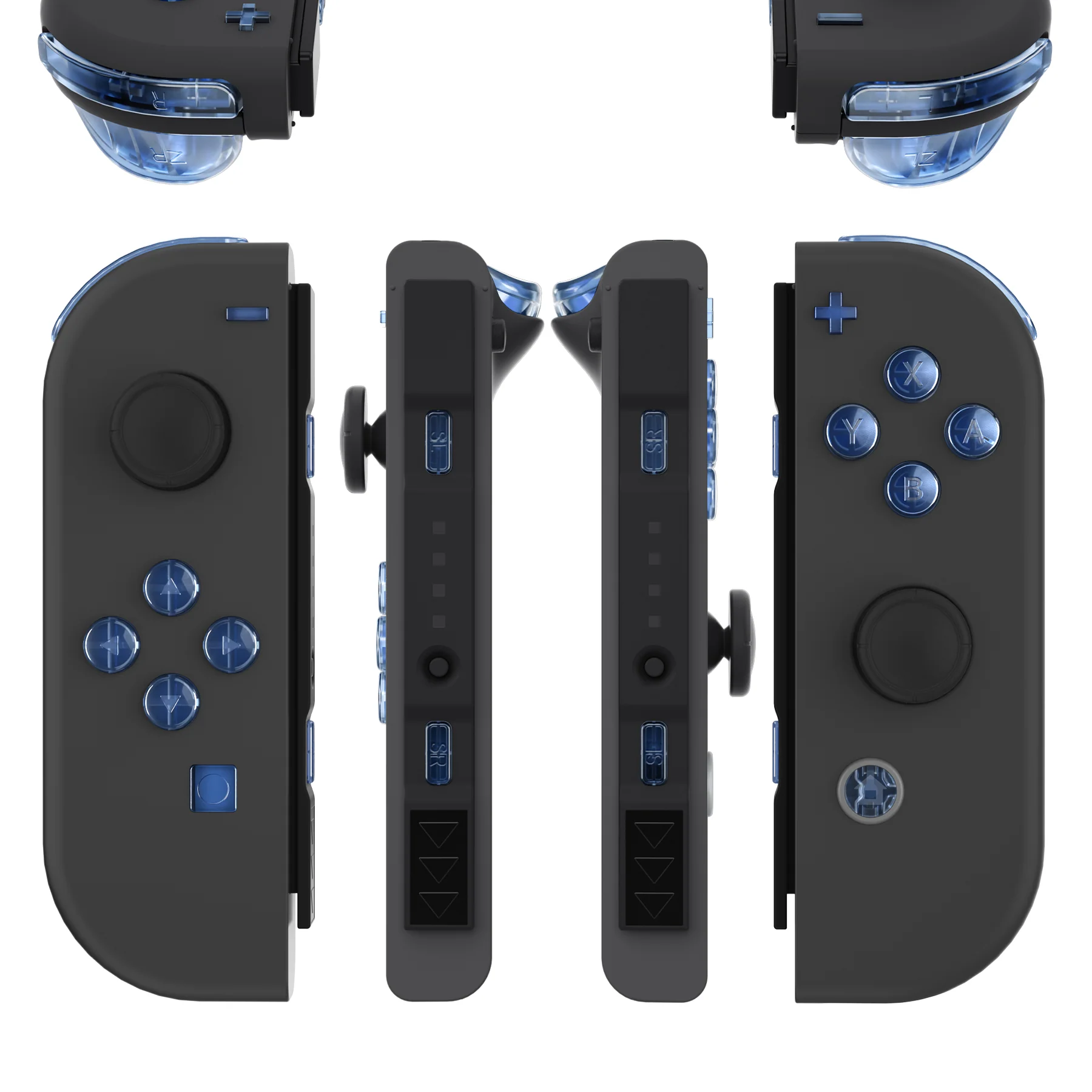 eXtremeRate Replacement Full Set Buttons for Joycon of NS Switch - Crystal Clear Light Blue - Image 3