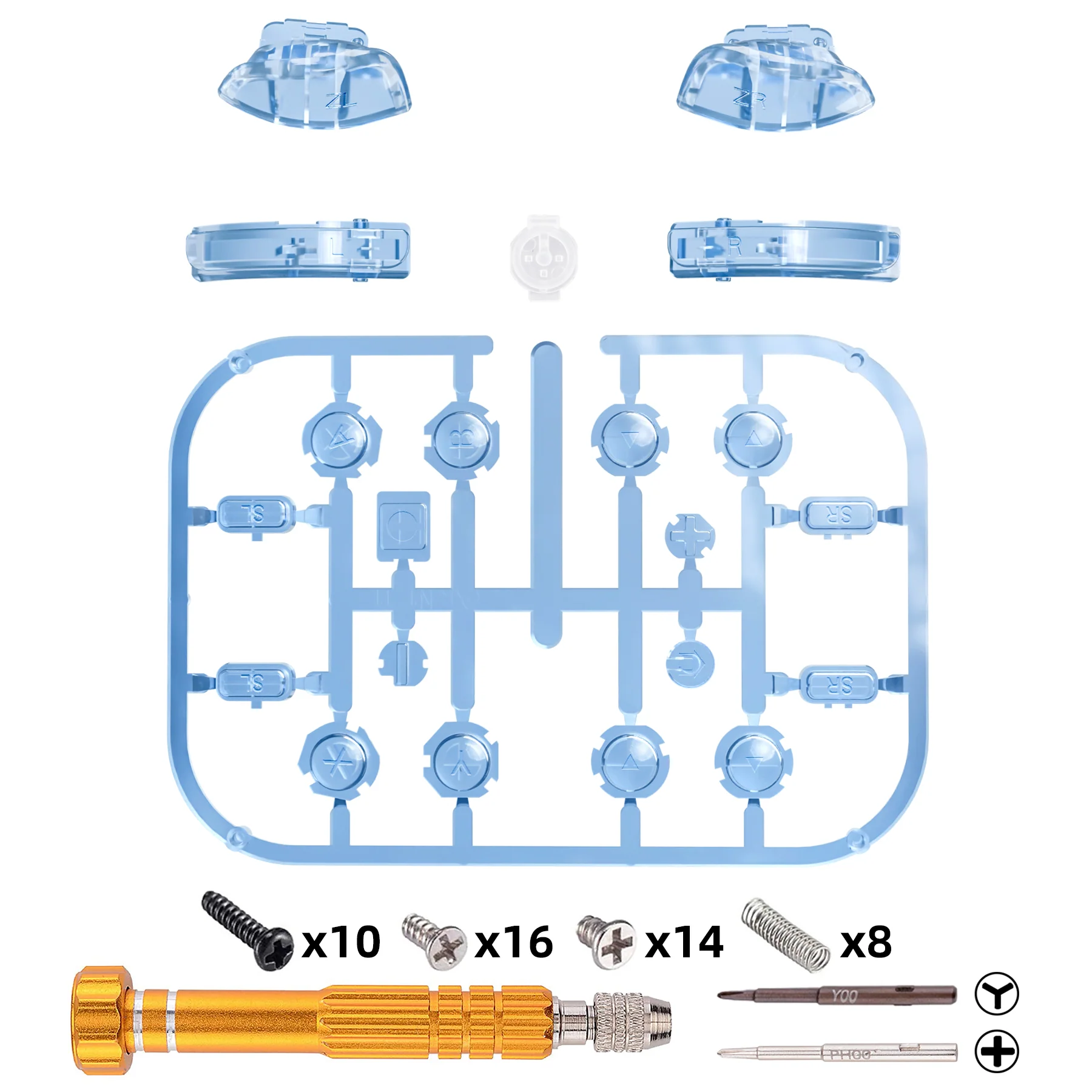 eXtremeRate Replacement Full Set Buttons for Joycon of NS Switch - Crystal Clear Light Blue - Image 8