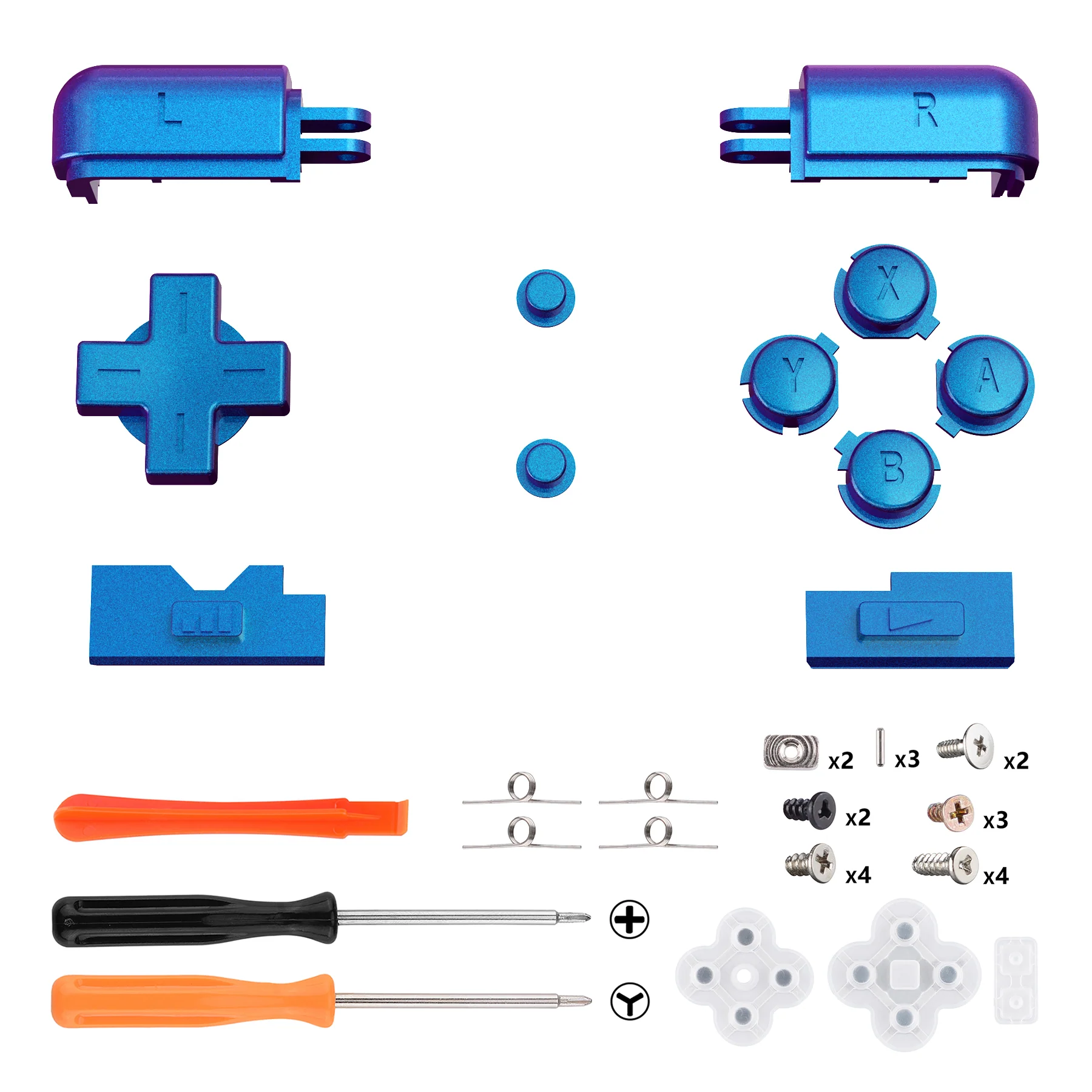 eXtremeRate Replacement Full Set Buttons for Nintendo DS Lite NDSL - Chameleon Purple Blue - Image 2