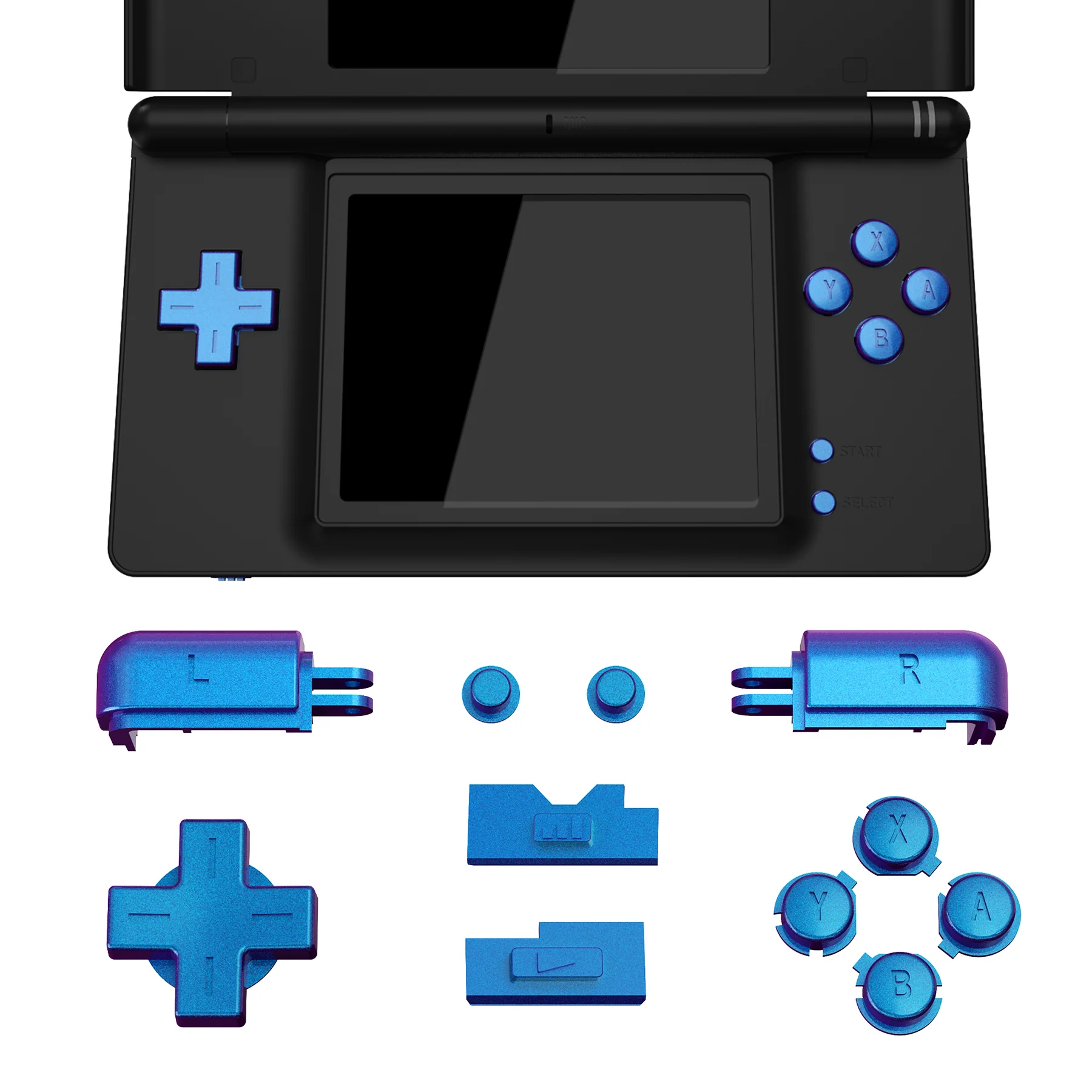 eXtremeRate Replacement Full Set Buttons for Nintendo DS Lite NDSL - Chameleon Purple Blue - Image 5