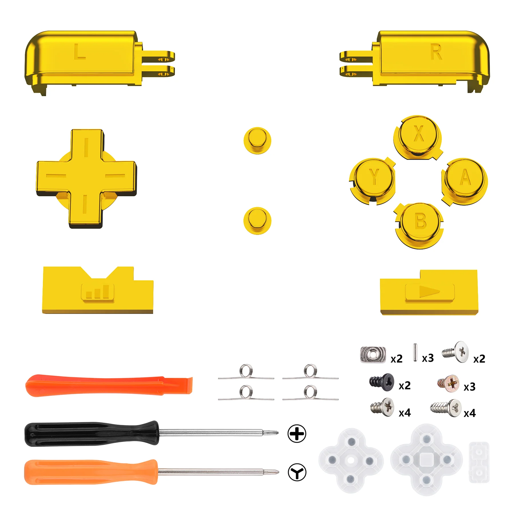 eXtremeRate Replacement Full Set Buttons for Nintendo DS Lite NDSL - Chrome Gold - Image 2