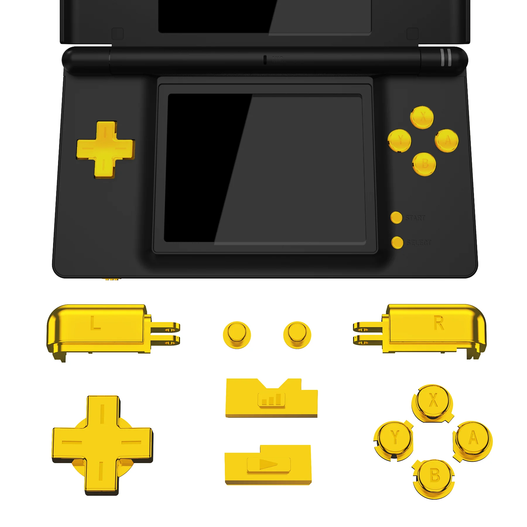 eXtremeRate Replacement Full Set Buttons for Nintendo DS Lite NDSL - Chrome Gold - Image 5