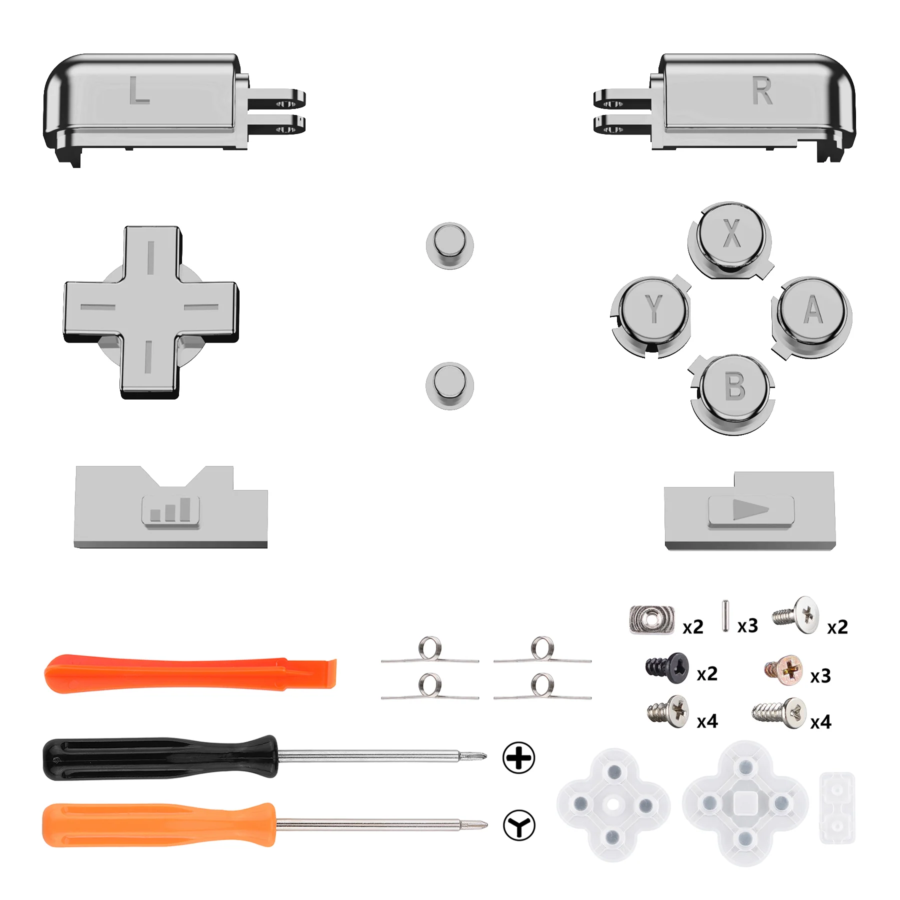 eXtremeRate Replacement Full Set Buttons for Nintendo DS Lite NDSL - Chrome Silver - Image 2