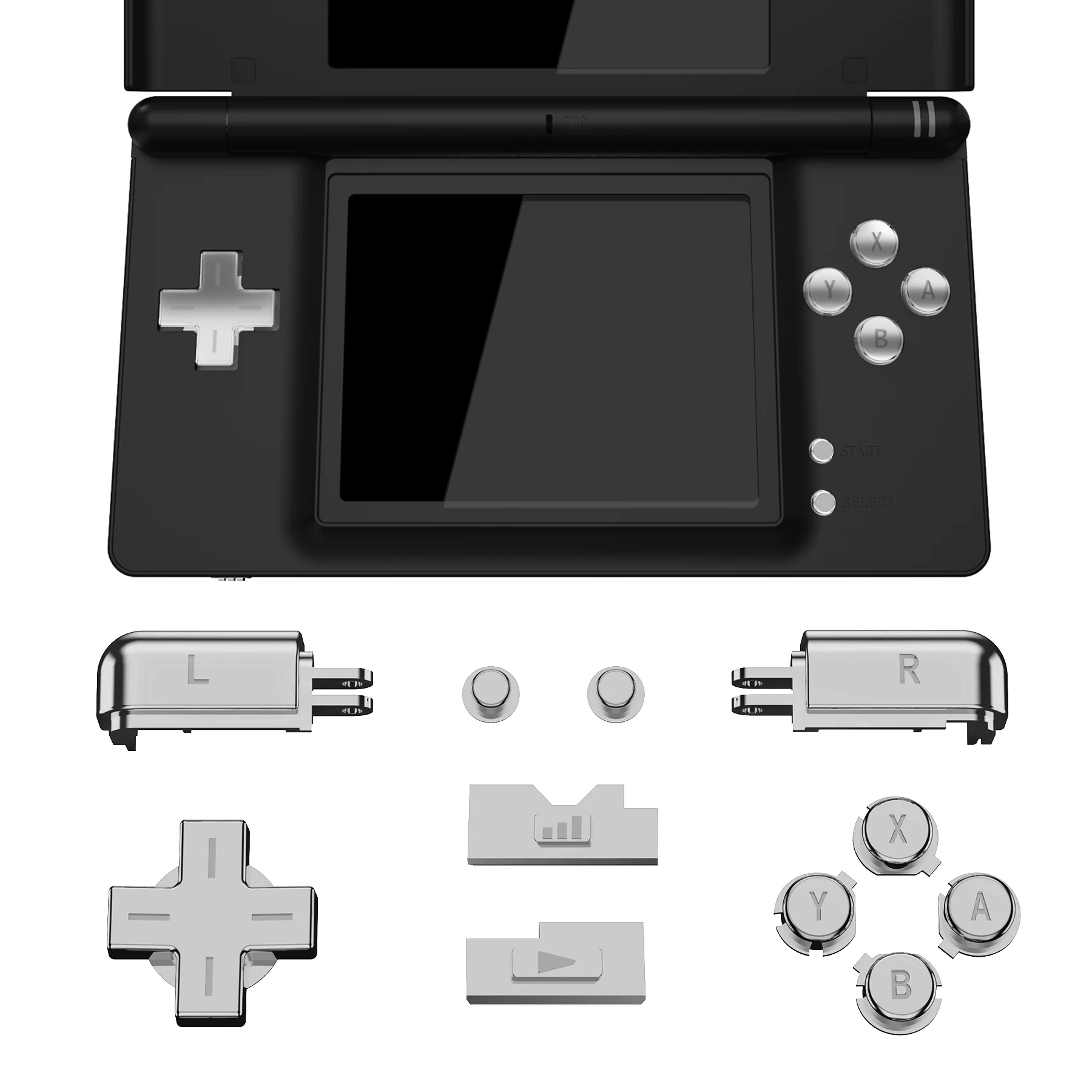 eXtremeRate Replacement Full Set Buttons for Nintendo DS Lite NDSL - Chrome Silver - Image 5